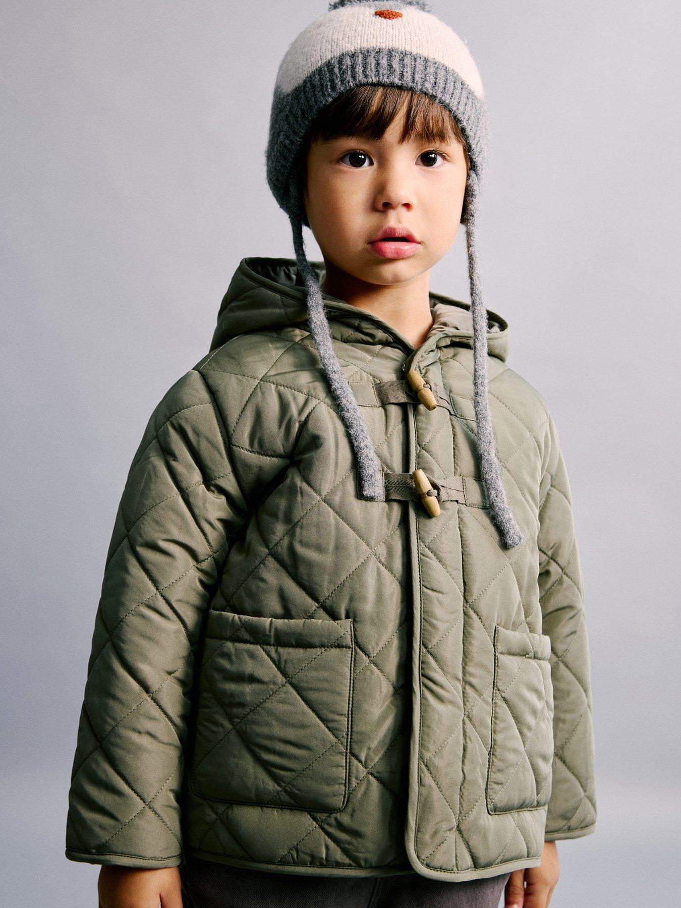 Mango Younger Boys Duffel Quilted Coat - Khaki