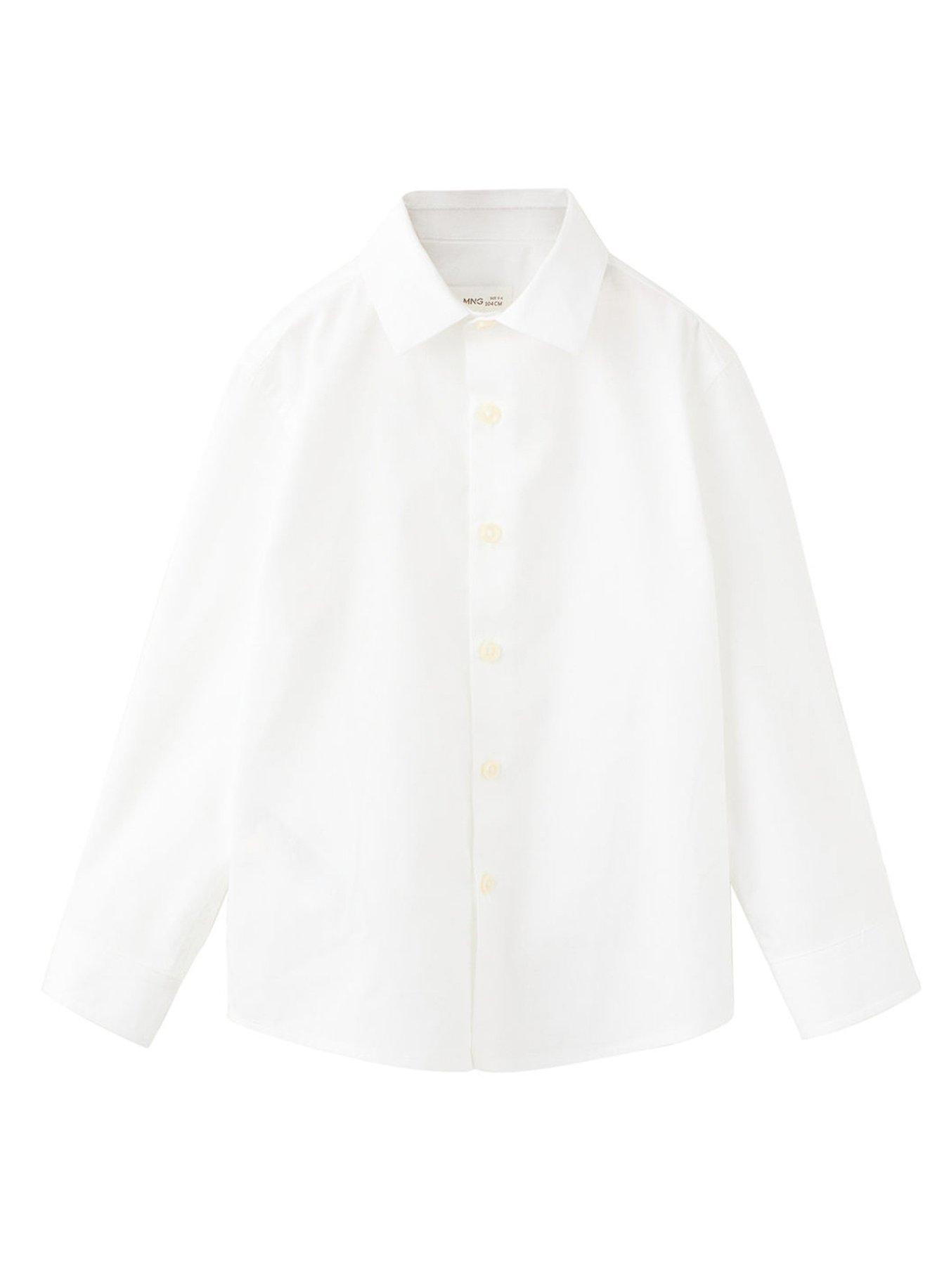 Mango Younger Boys Cotton Long Sleeve Shirt - White