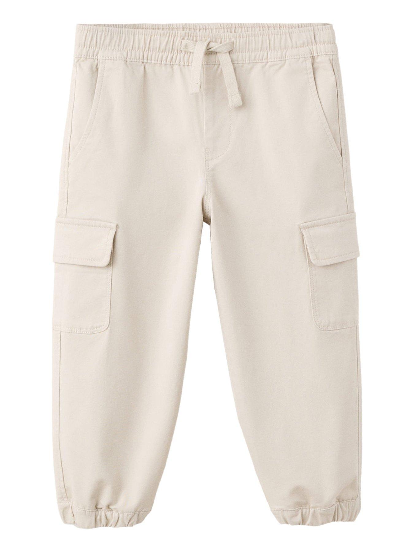 Mango: Younger Boys Combat Cuffed Trousers - Light Beige