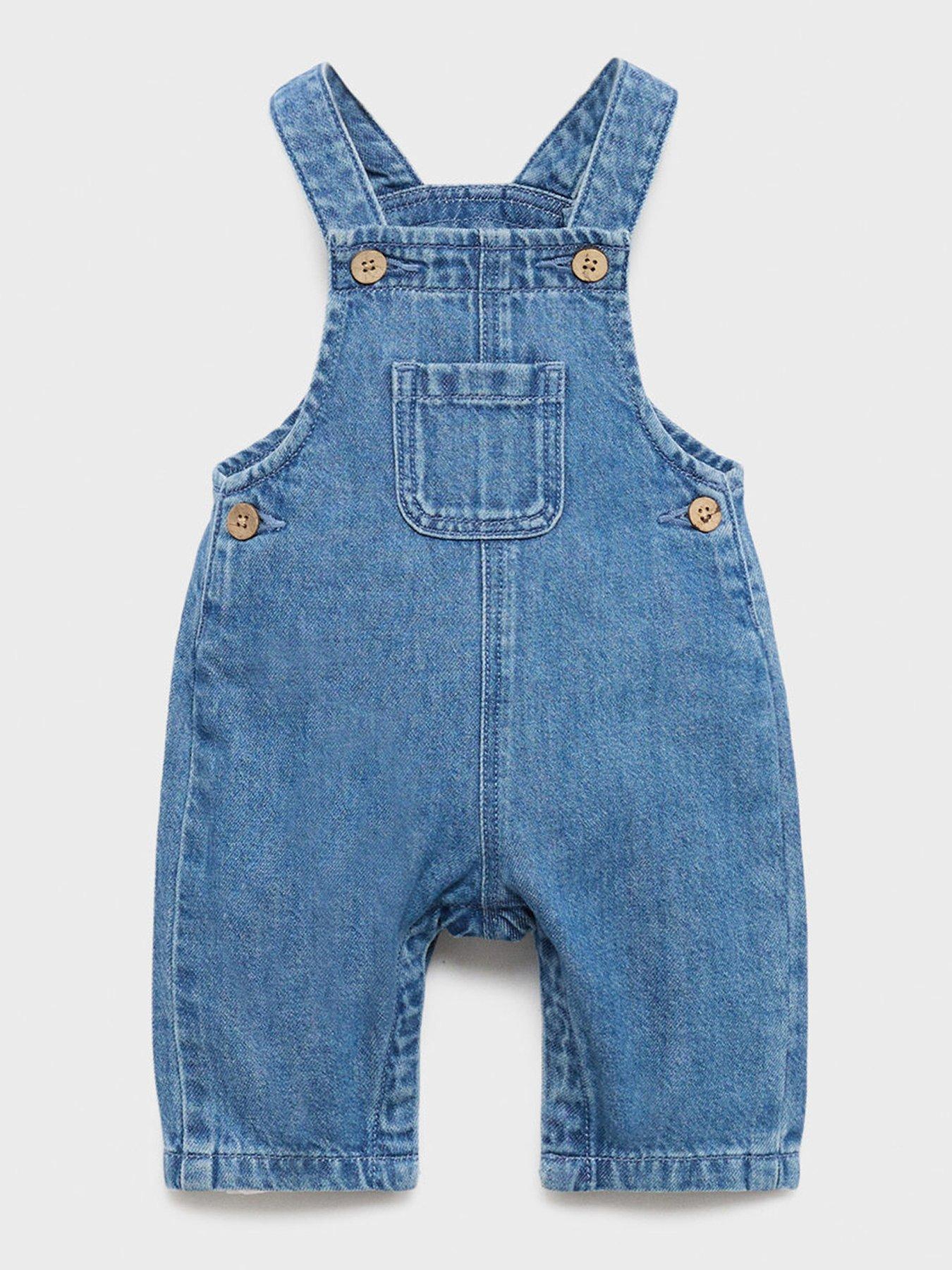 Mango Baby Unisex Soft Denim Dungarees - Blue