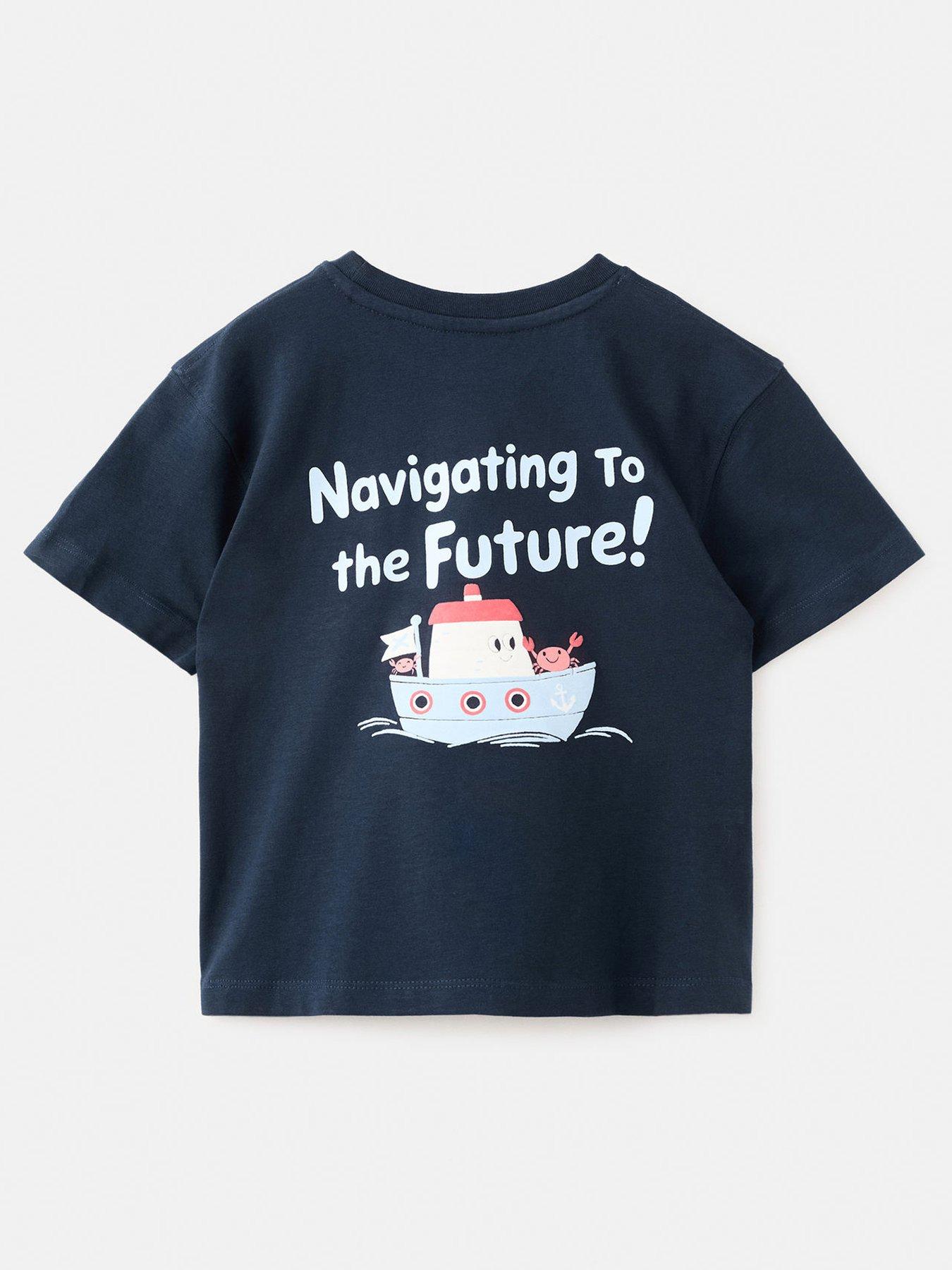 Image 2 of 5 of Mango Younger Boys Crab Back Print Short Sleeve T-shirt - Navy