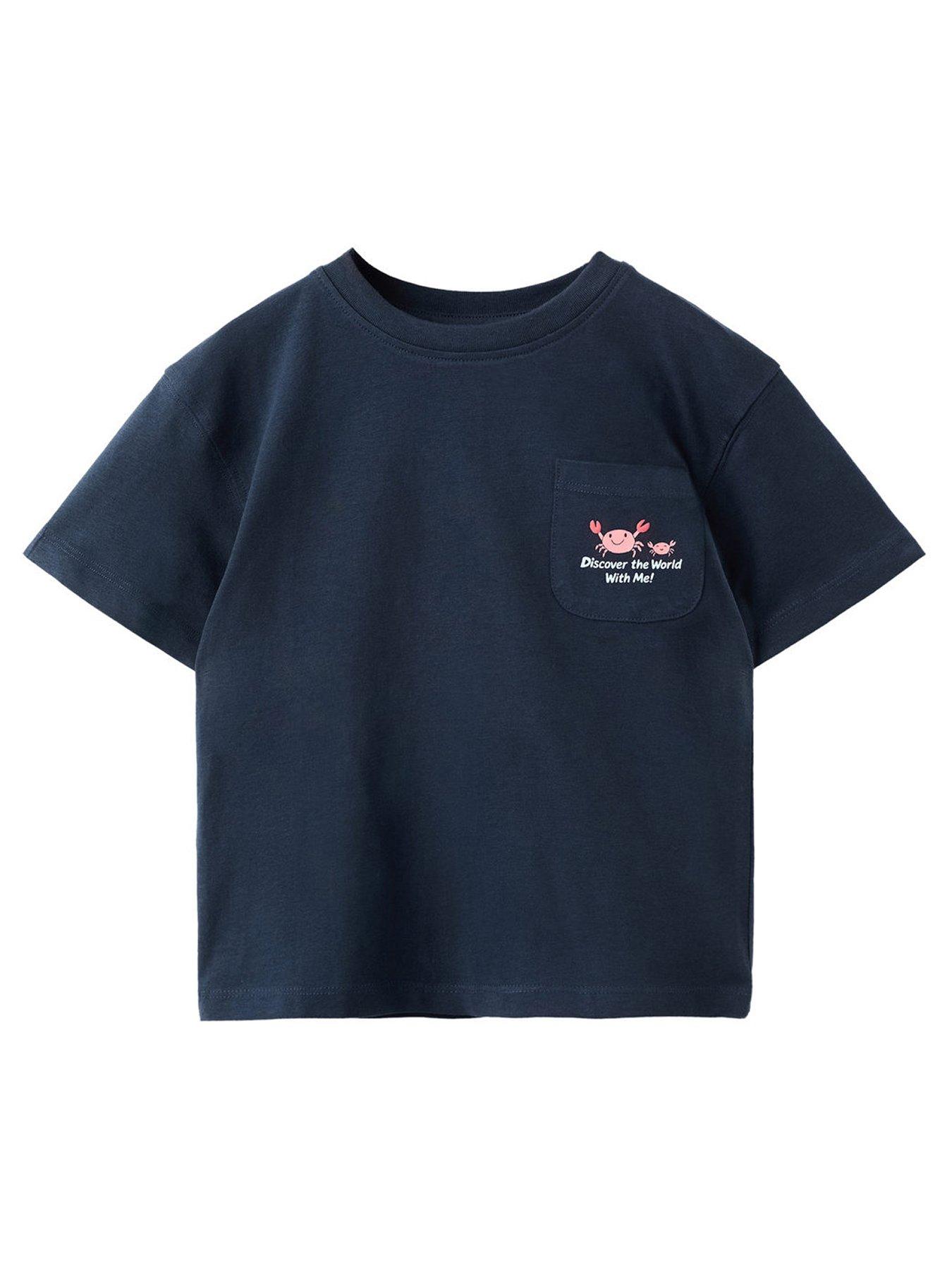 Image 3 of 5 of Mango Younger Boys Crab Back Print Short Sleeve T-shirt - Navy