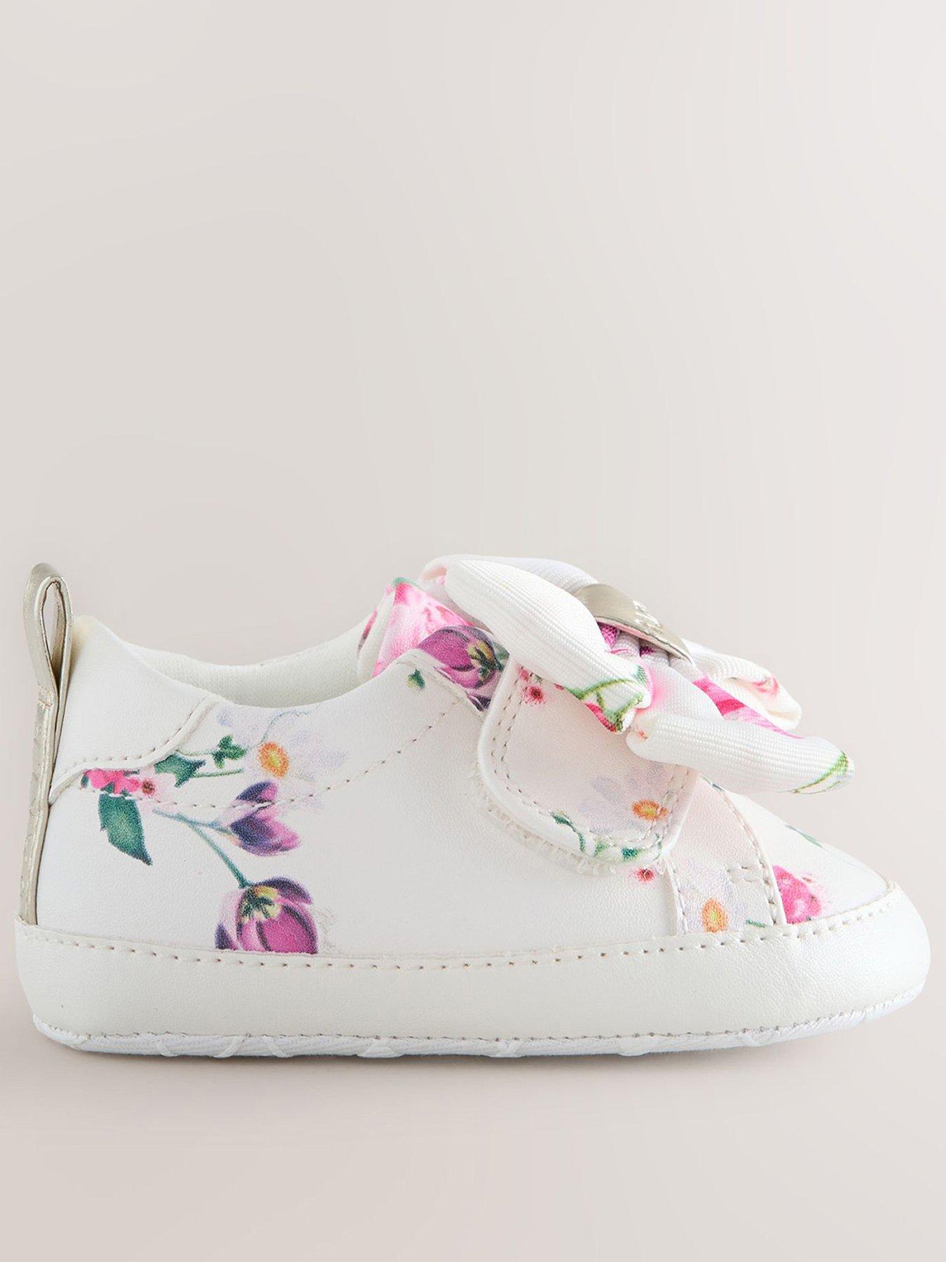 Ted Baker Baby Girls Floral Bow Trainers - White