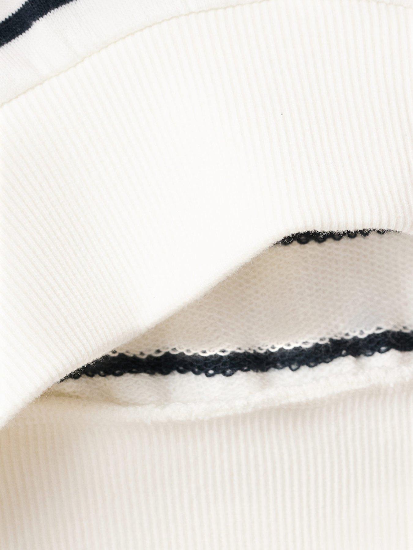 Image 3 of 4 of Mango Girls Striped Boat Back Print Sweatshirt - Light Cream