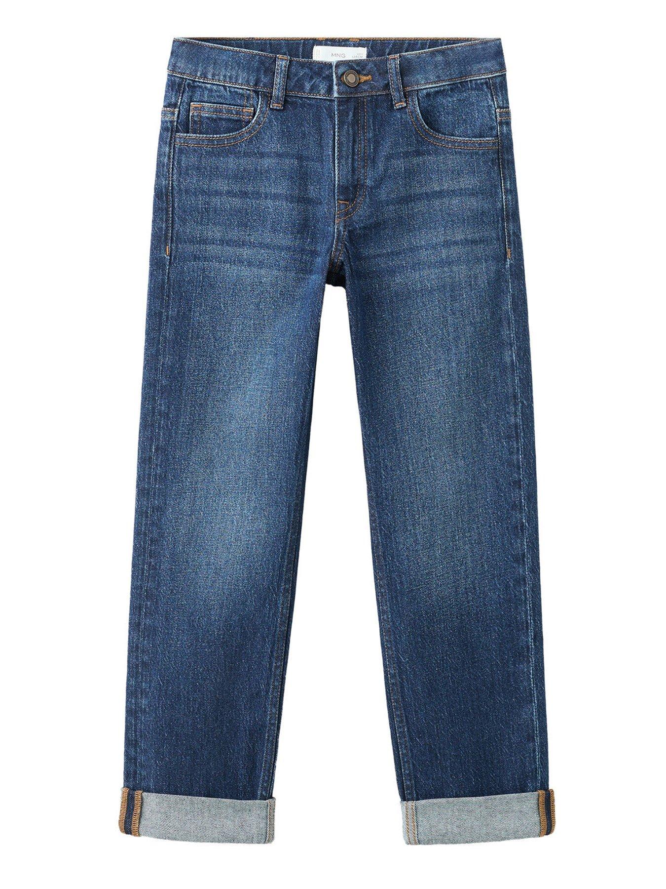 Mango Boys Fold Up Regular Fit Jeans - Dark Blue