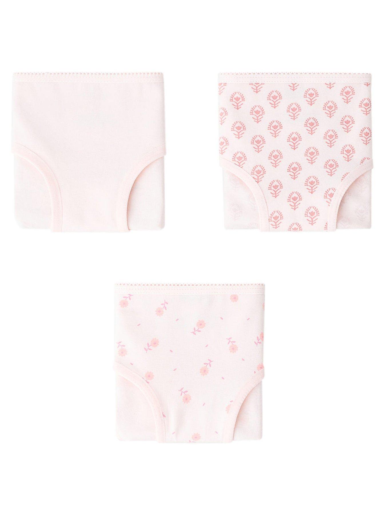 Mango Younger Girls 3 Pack Printed Briefs - Light Pink