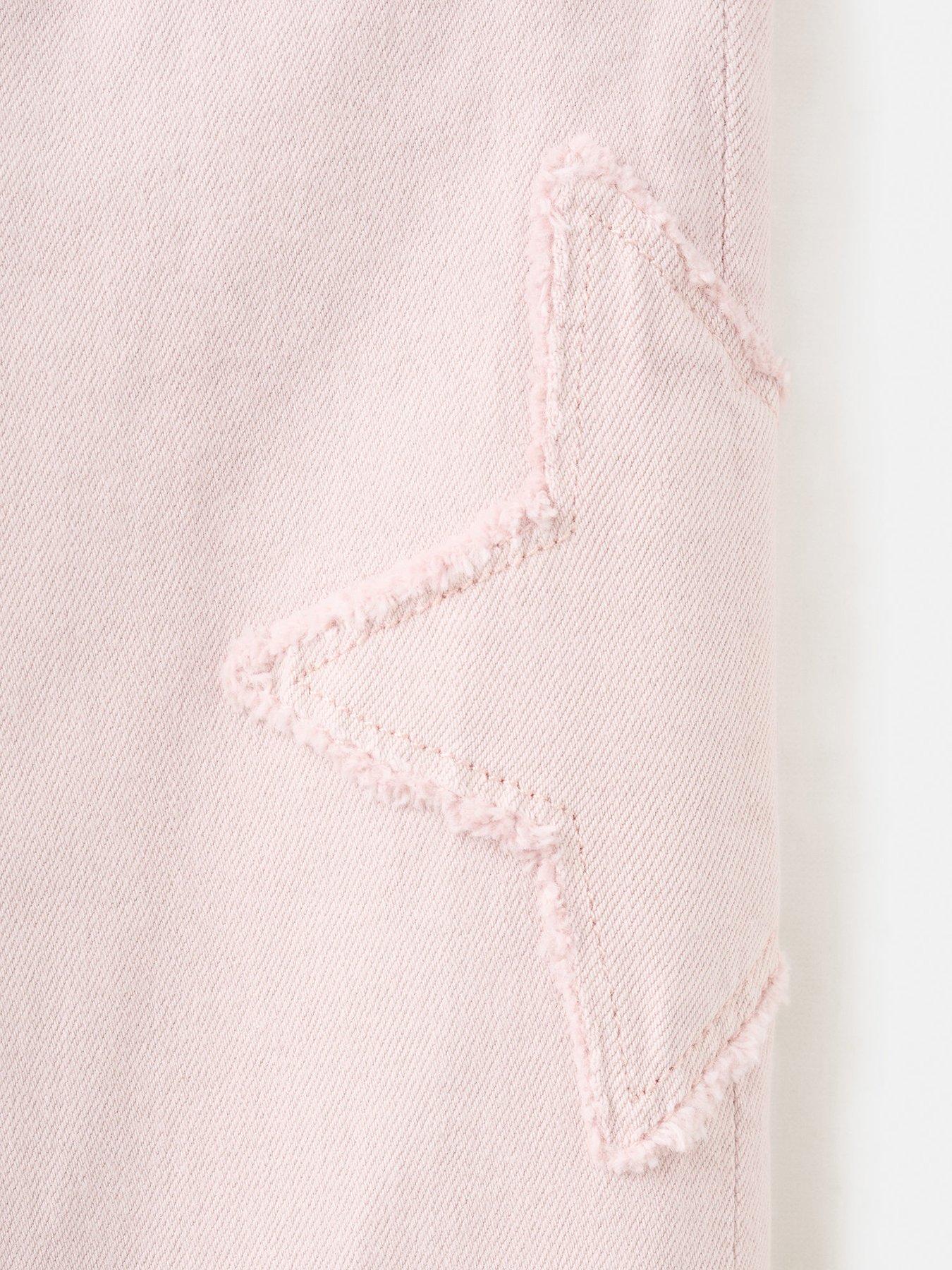 Image 4 of 4 of Mango Younger Girls Star Patch Wide Leg Jeans - Pink