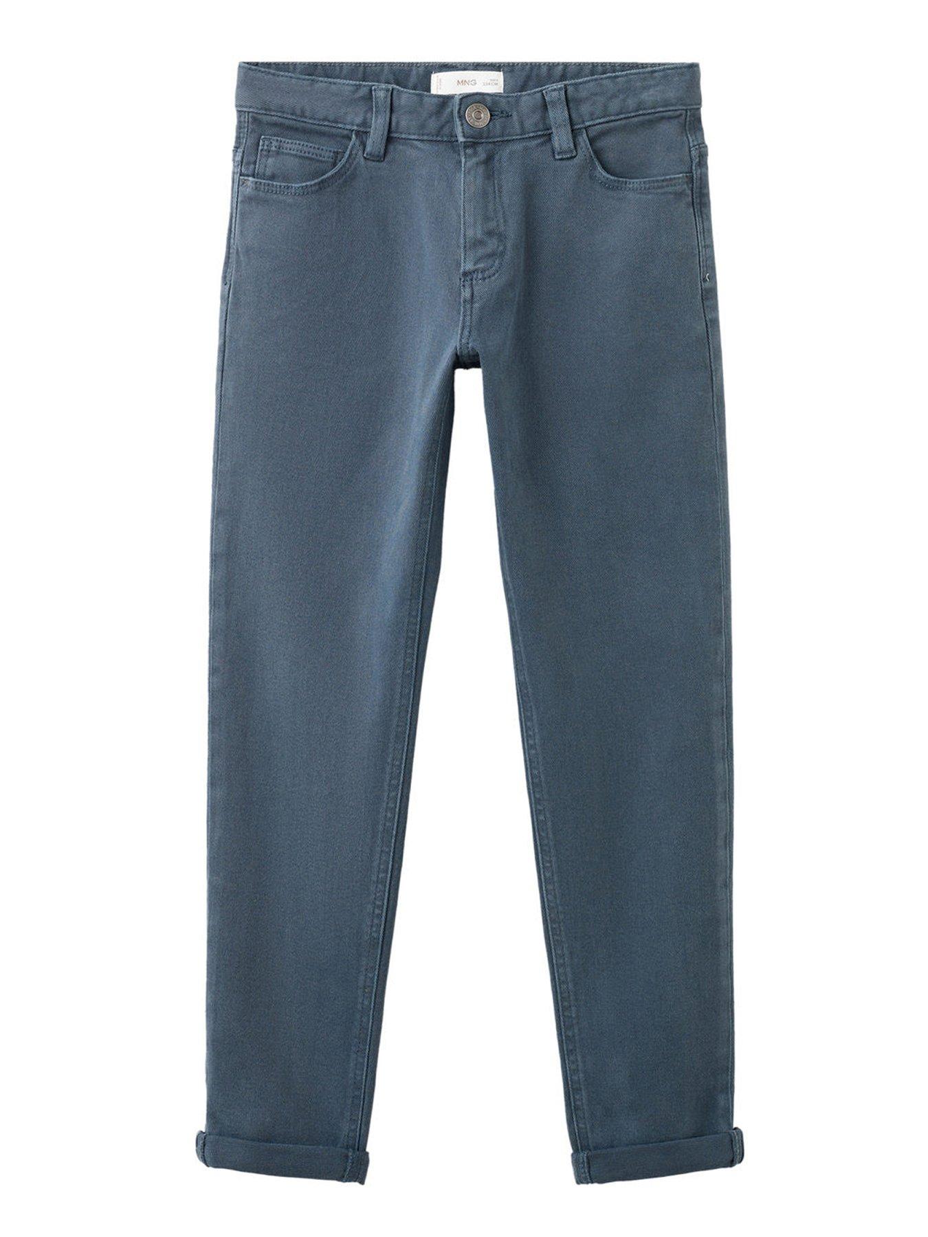 Mango Boys Twill Straight Fit Trousers - Navy
