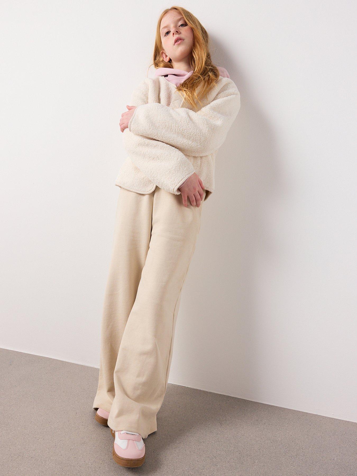 Mango Girls Wide Leg Relax Fit Joggers - Cream