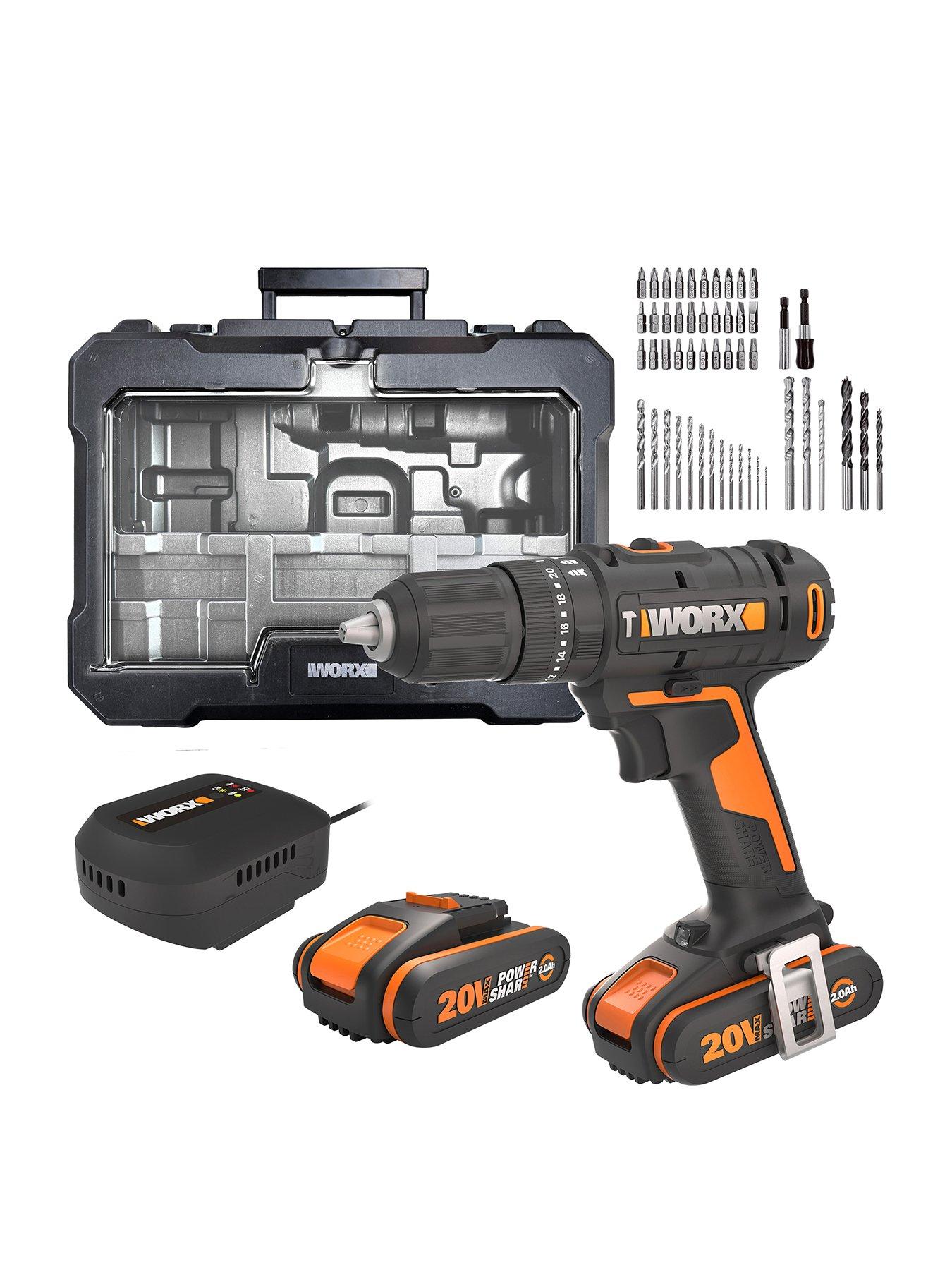 Worx 20V Cordless Impact Drill with x2 Batteries & 51pc Kit