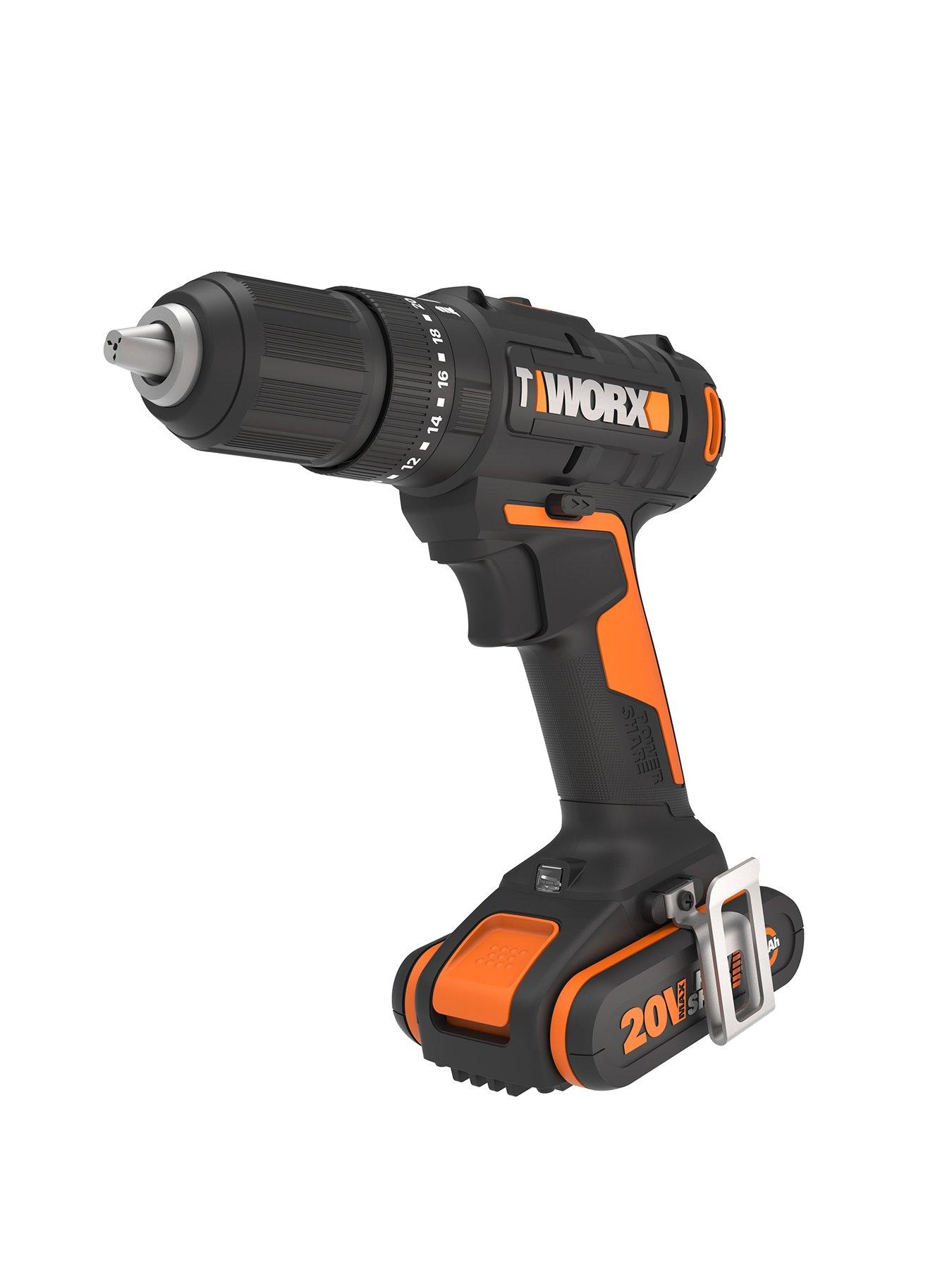 Image 2 of 7 of Worx 20V PowerShare 50Nm Cordless Hammer Drill with x2 2.0Ah Battery &amp; 51pc Bit Kit