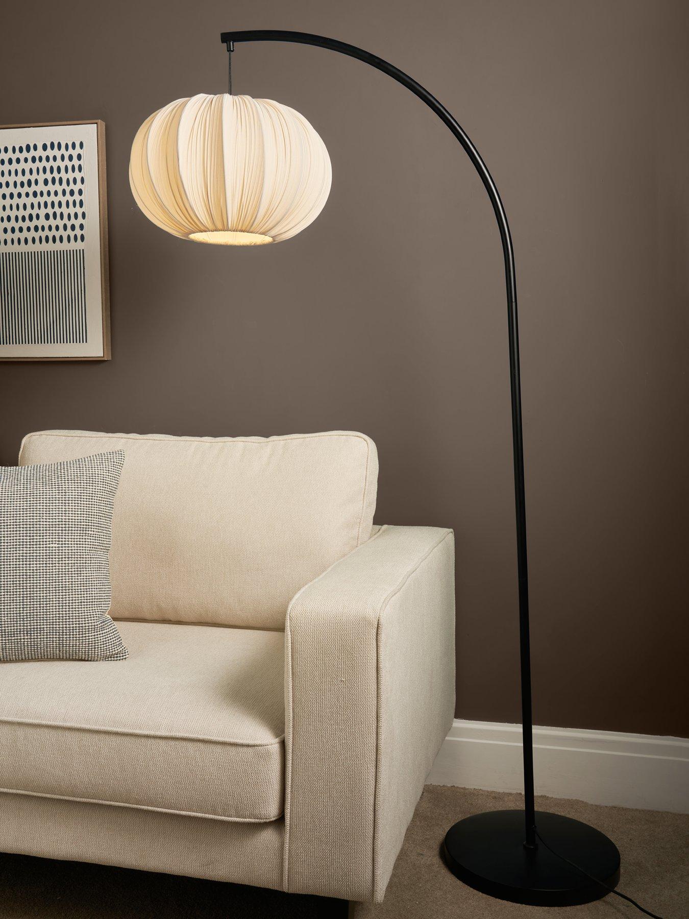 The Very Collection Arc Floor Lamp With Pleated Fabric Shade