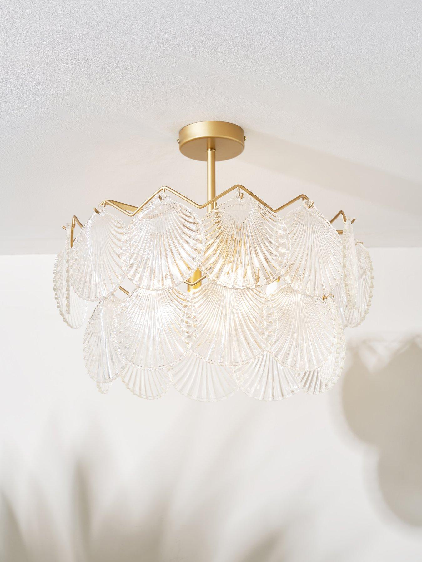 Image 1 of 6 of The Very Collection Semi Flush Shell Chandelier