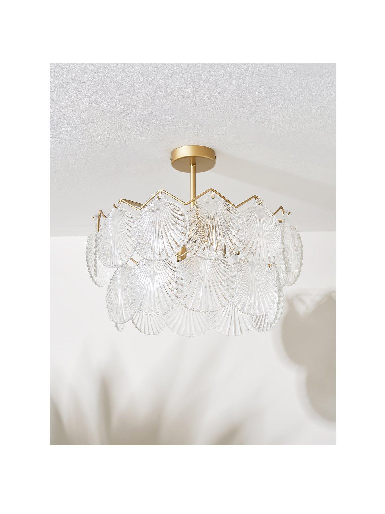 Image 2 of 6 of The Very Collection Semi Flush Shell Chandelier