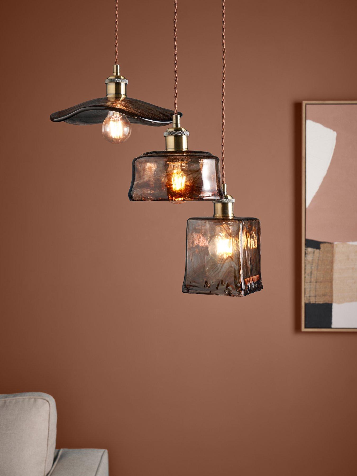 The Very Collection 3 Light Cluster With Brown Glass