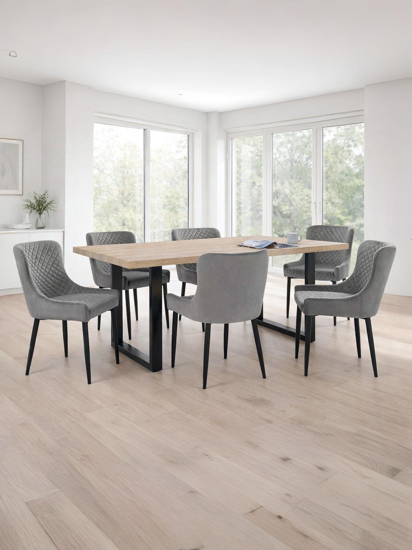 Julian Bowen Berwick Dining Set with 6 Grey Luxe Chairs