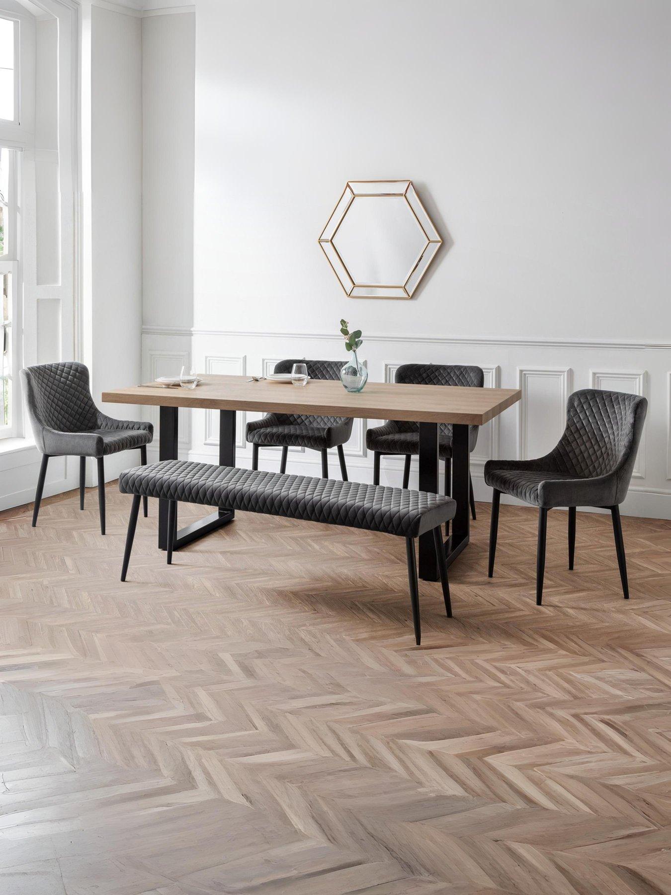 Julian Bowen Berwick Dining Set with 1 Grey Luxe Bench &  4 Grey Luxe Chairs