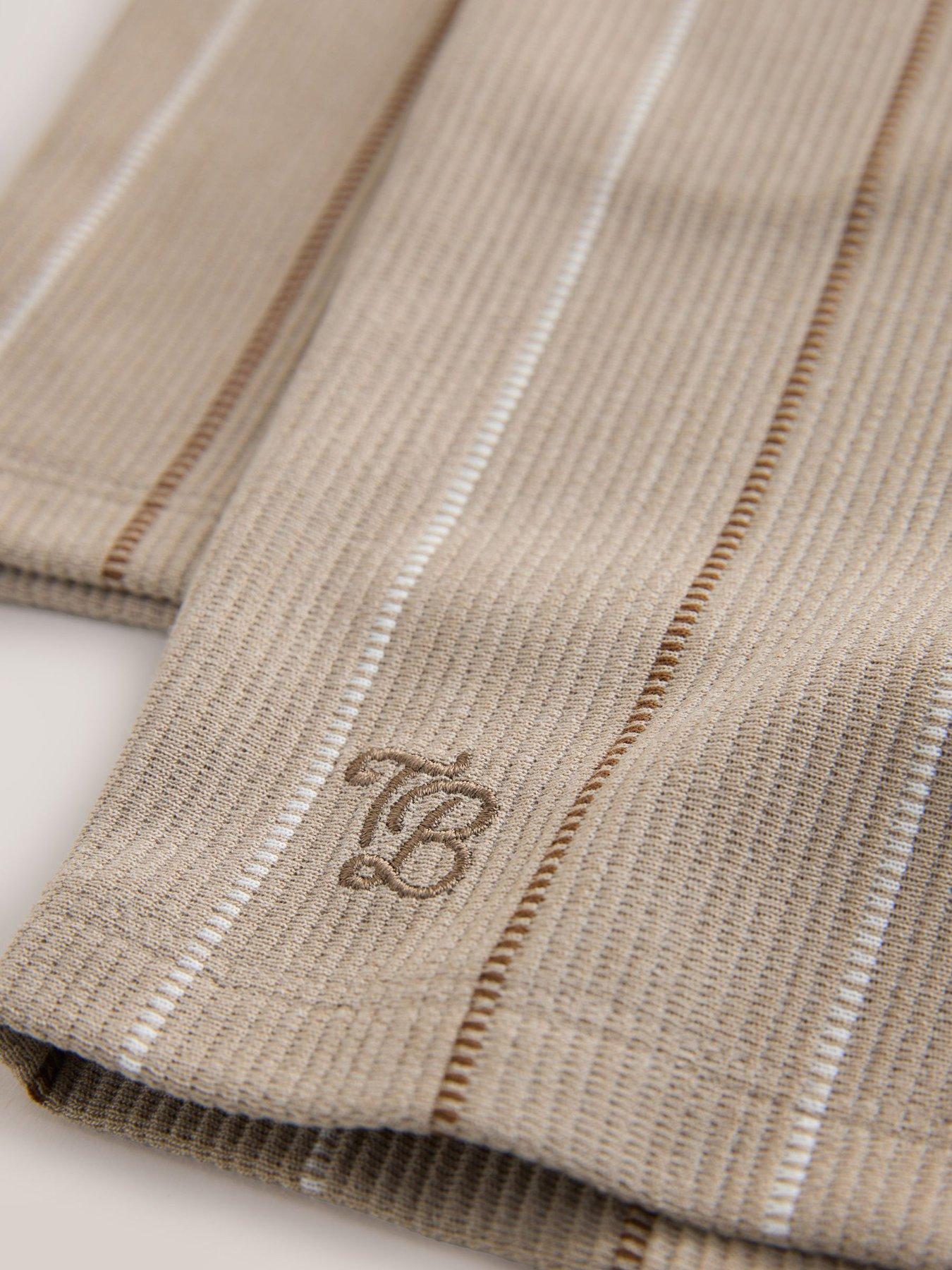 Image 5 of 5 of Ted Baker Boys Striped Textured Shirt and Shorts Set - Brown