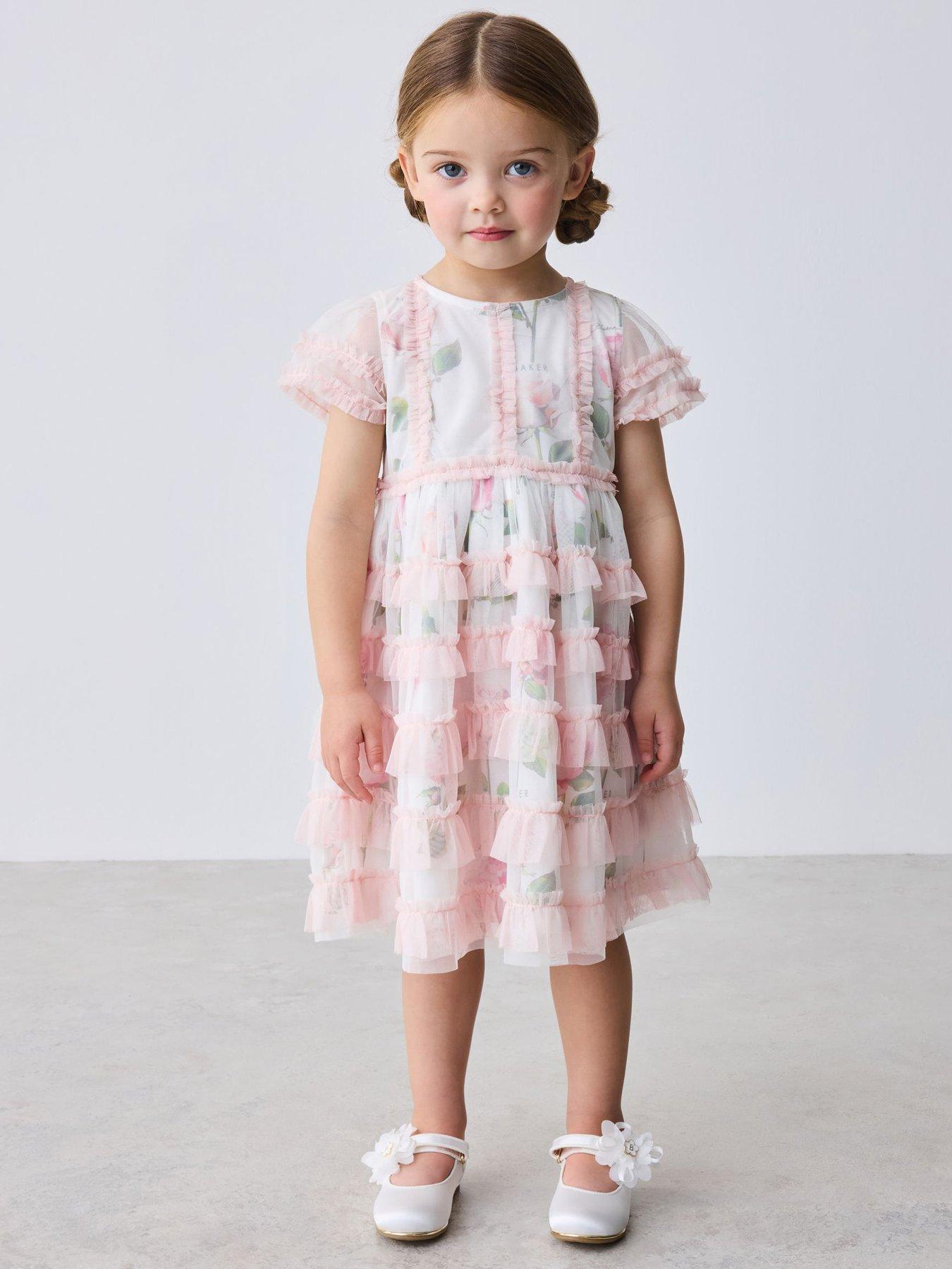 Ted Baker Girls Mesh Print Dress - White