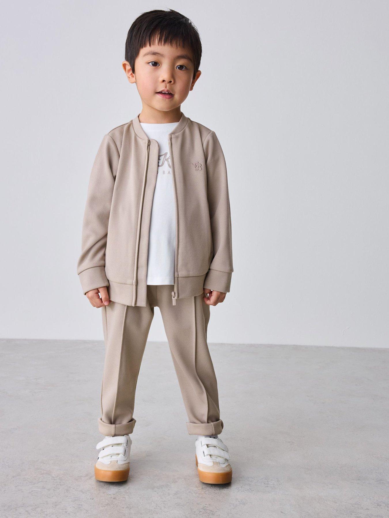 Ted Baker Boys 3 Piece T-Shirt Shacket and Trouers Set - Beige