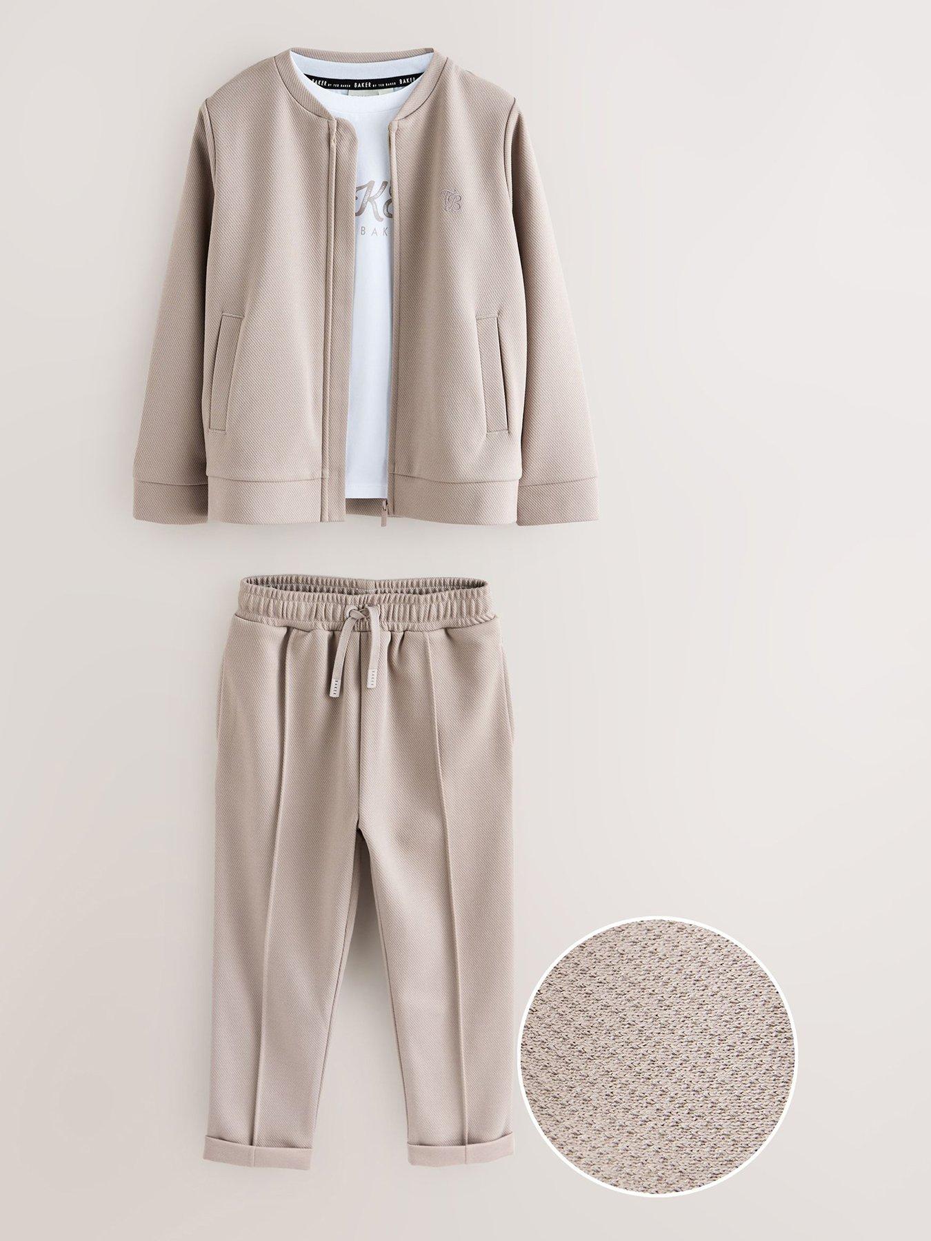 Ted Baker Boys 3 Piece T-Shirt Shacket and Trouers Set - Beige