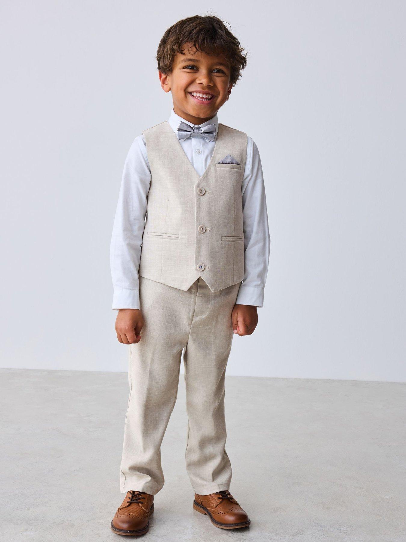Ted Baker Boys Long Sleeved Waistcoat Set - Beige