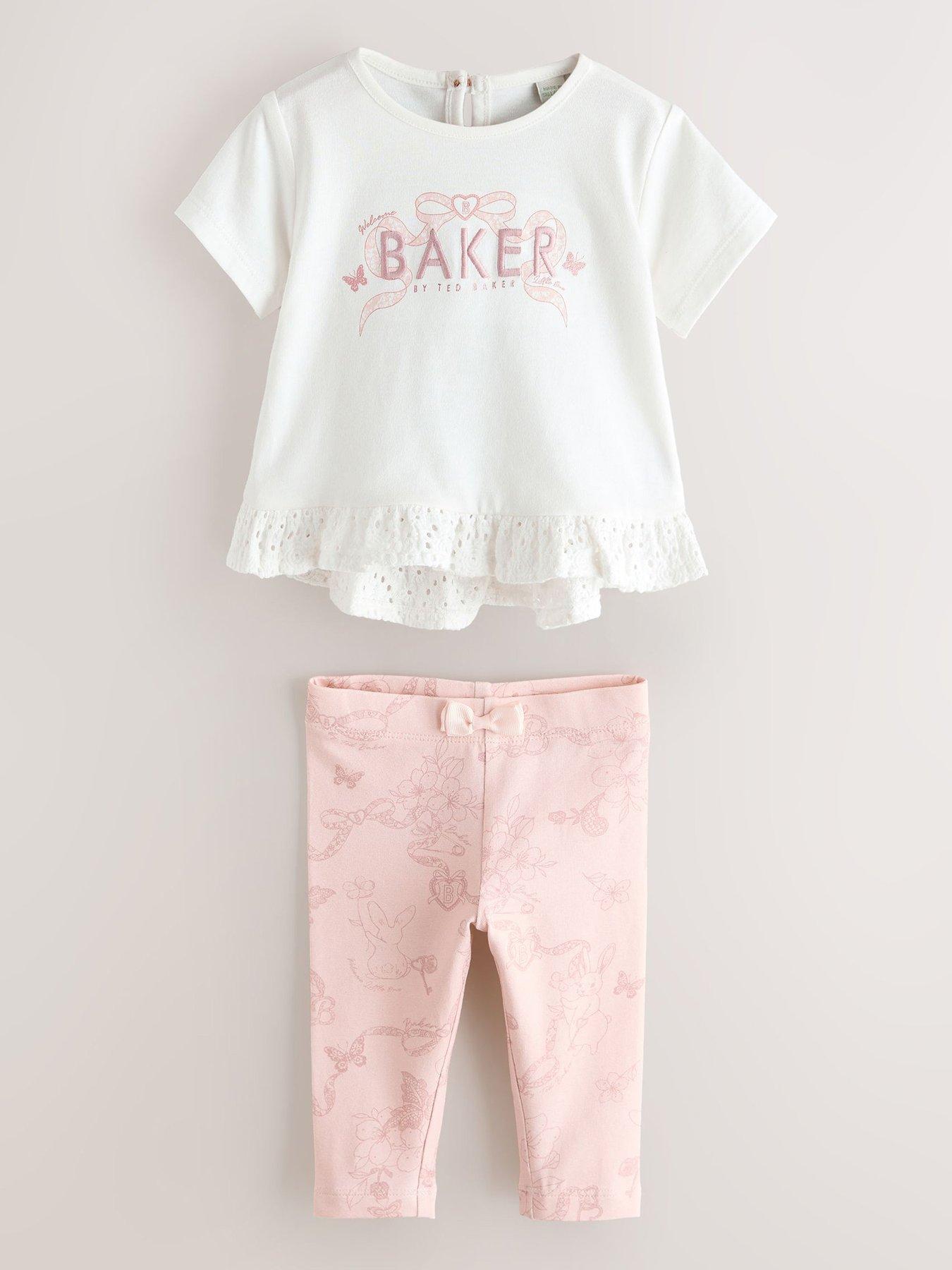 Image 1 of 5 of Ted Baker Baby Girls Bow Peplum Legging Set - Pink