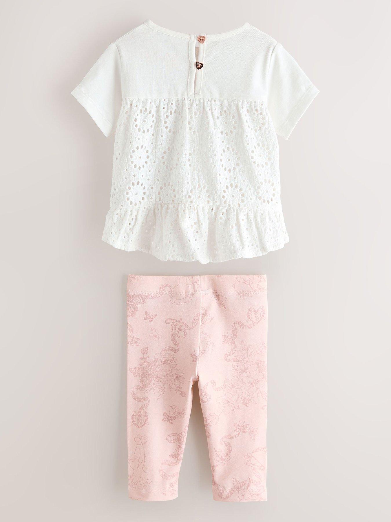 Image 2 of 5 of Ted Baker Baby Girls Bow Peplum Legging Set - Pink