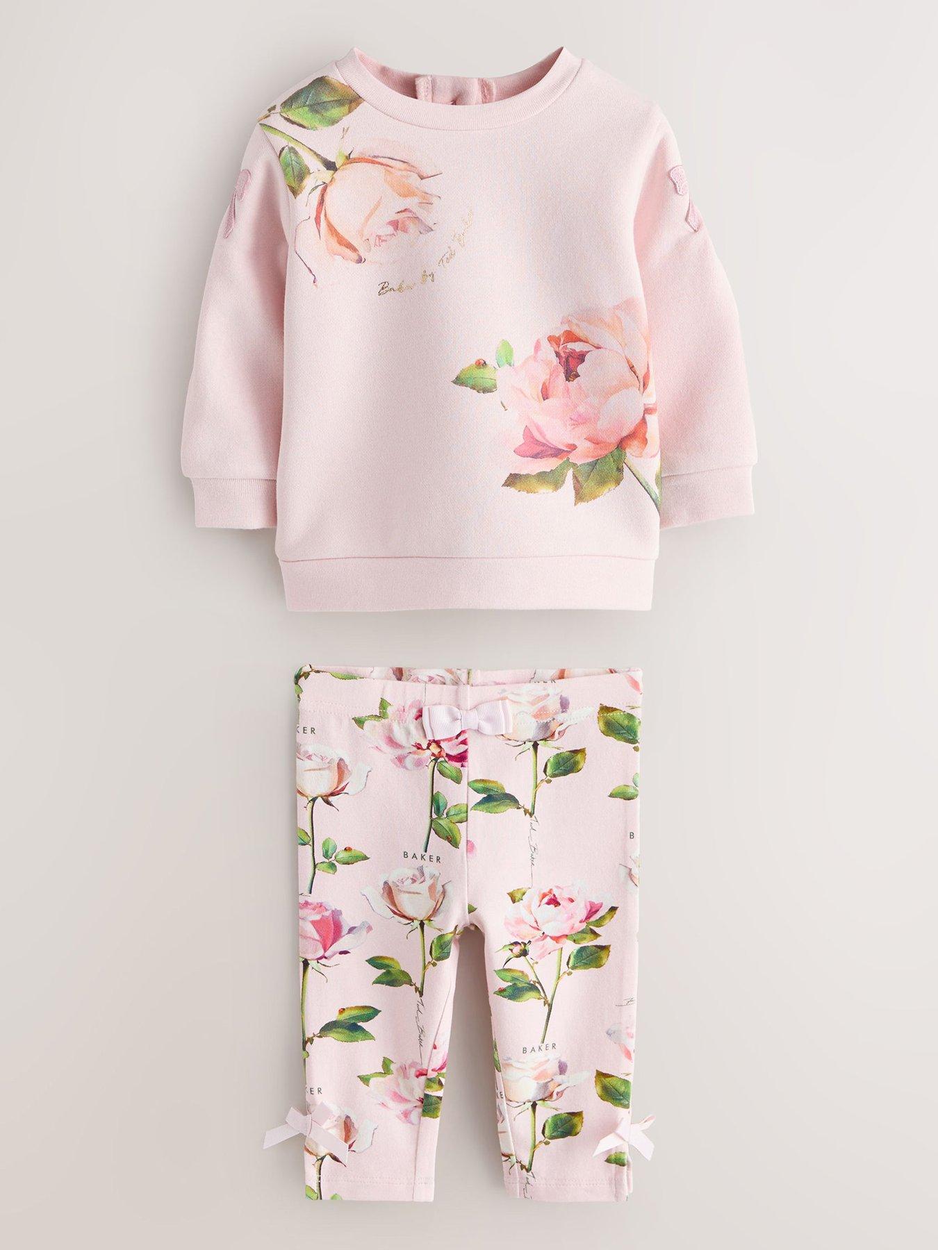 Ted Baker Baby Girls Floral Sweatshirt and Legging Set - Pink
