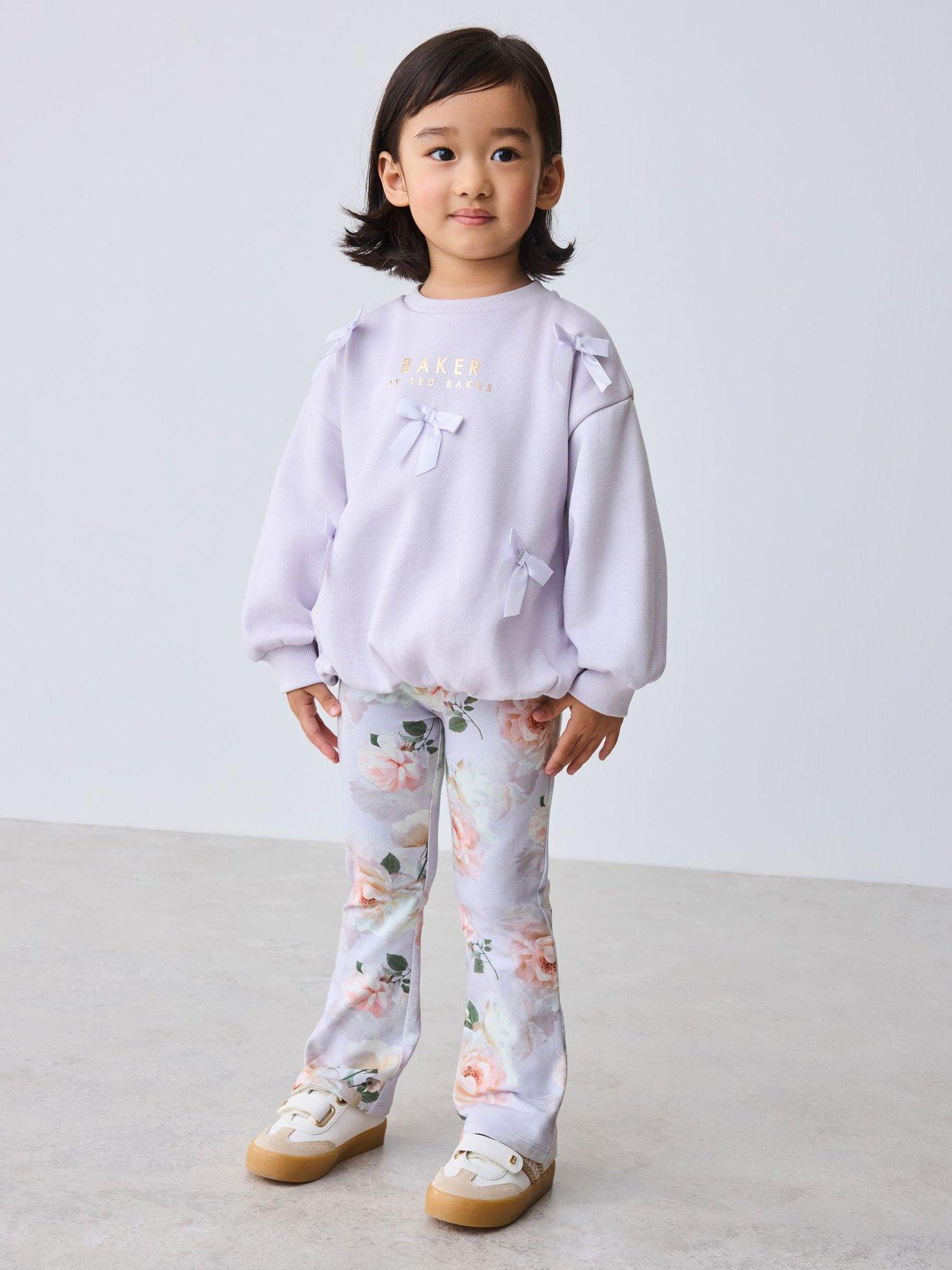 Ted Baker: Girls Bow Floral Kickflare Legging Set - Purple