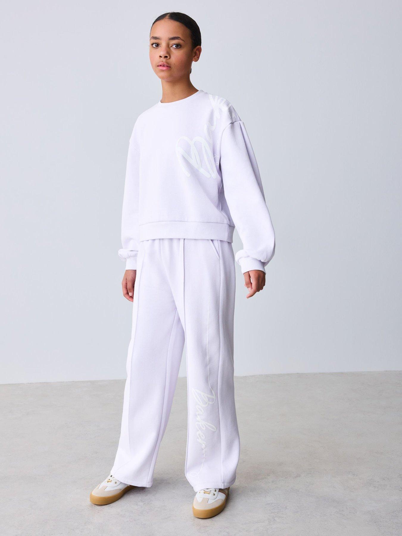 Ted Baker Girls Graphic Long Sleeved Sweatshirt And Wide Leg Joggers Set - Purple