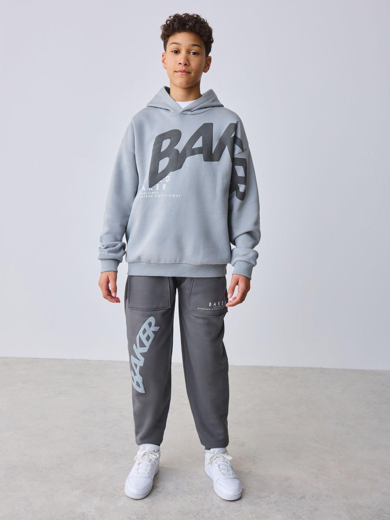 Ted Baker Older Boys Logo Sweatshirt  &  Joggers Set - Grey