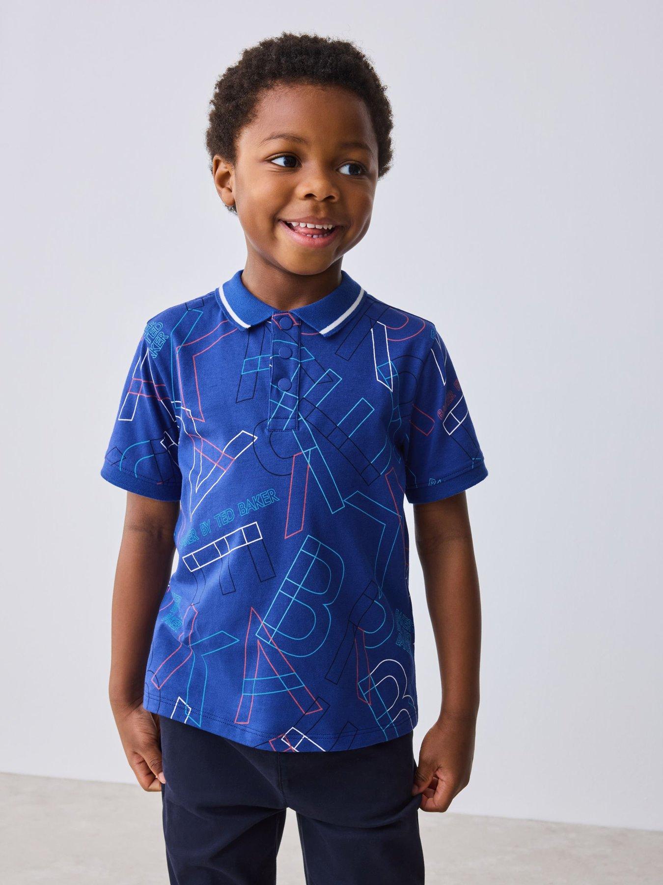 Ted Baker: Younger Boys Letter Logo Polo Shirt - Blue