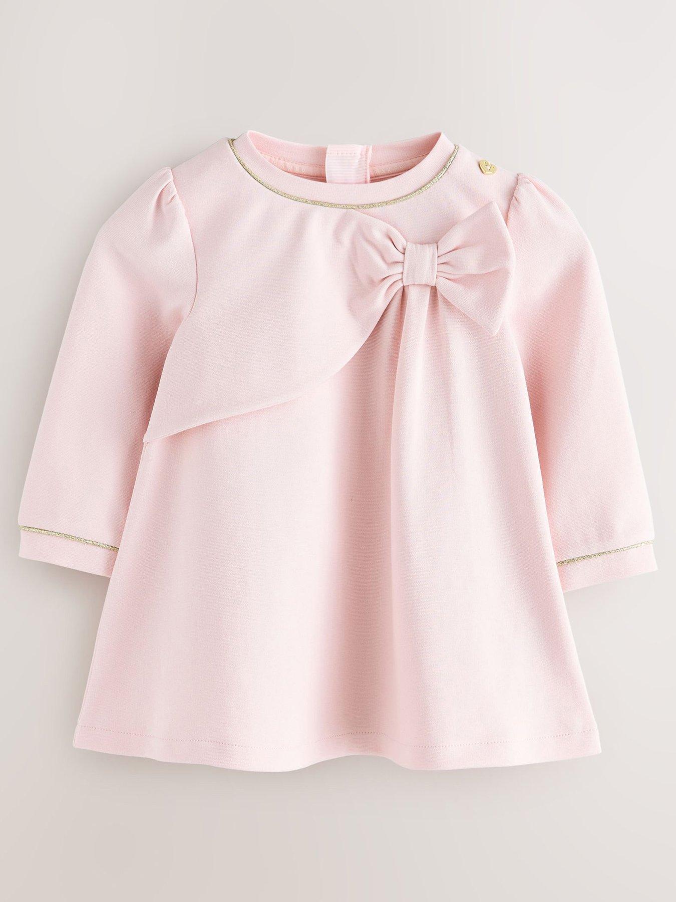 Ted Baker Baby Girls Bow Long Sleeved Dress - Pink