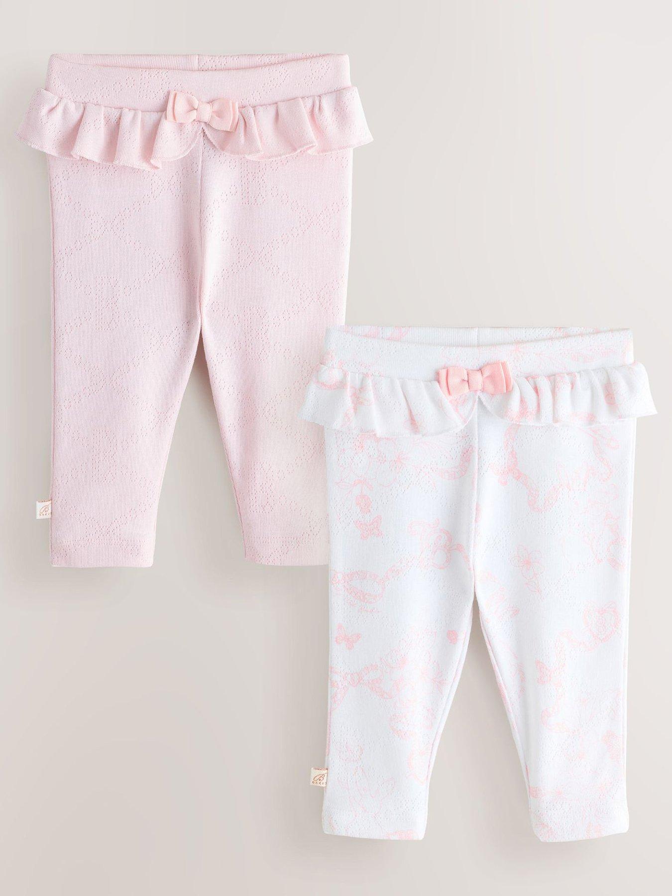 Ted Baker Baby Girls 2 Pack Bow Frill Leggings - Pink