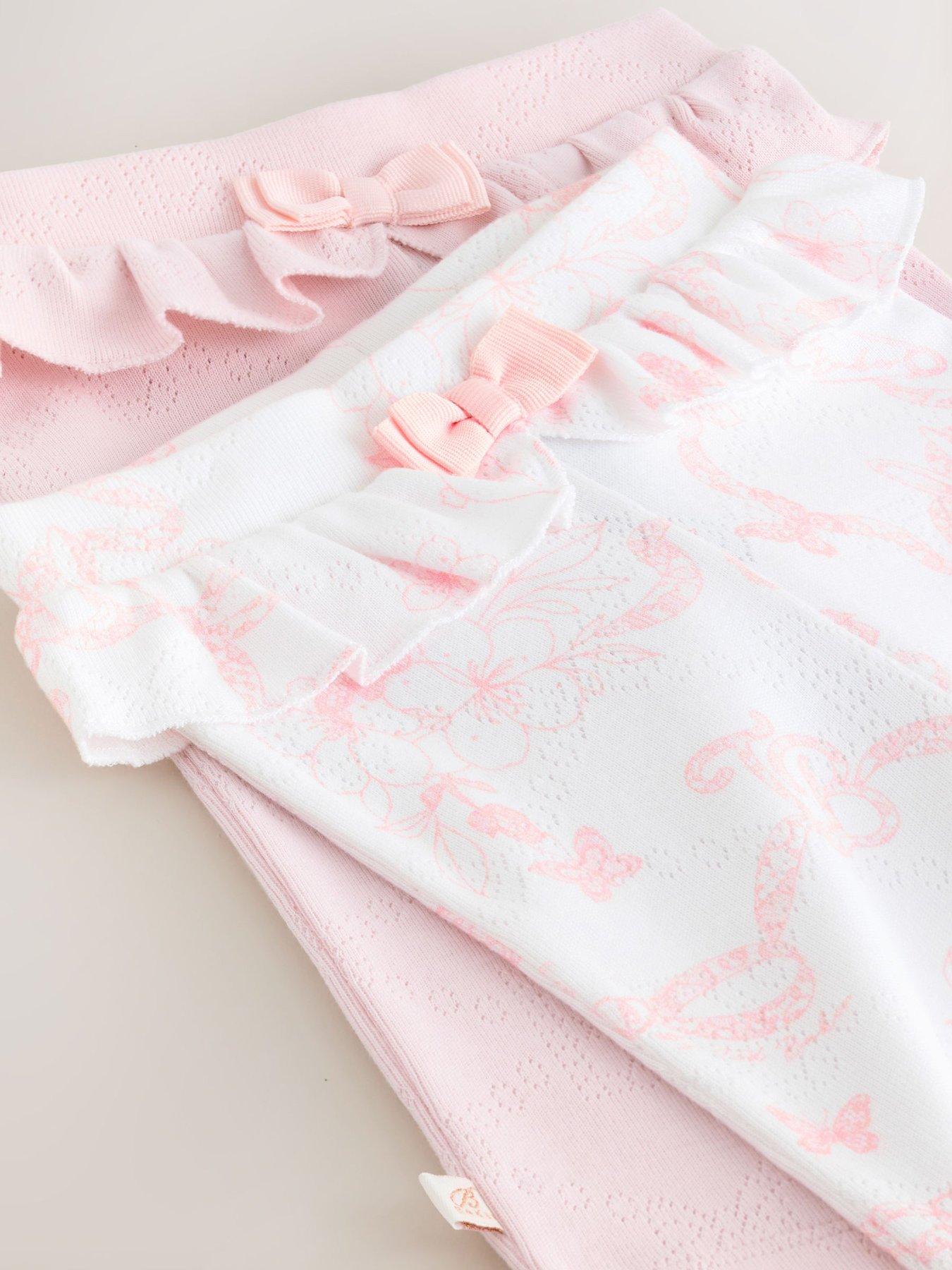 Image 3 of 5 of Ted Baker Baby Girls 2 Pack Bow Frill Leggings - Multi