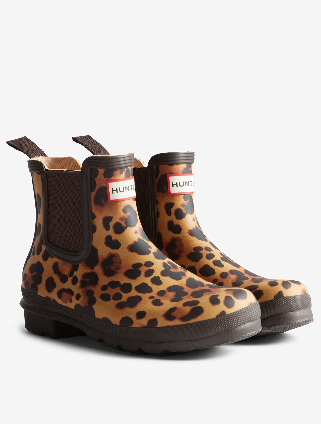 Image 1 of 4 of Hunter Original Chelsea Boots - Leopard Print