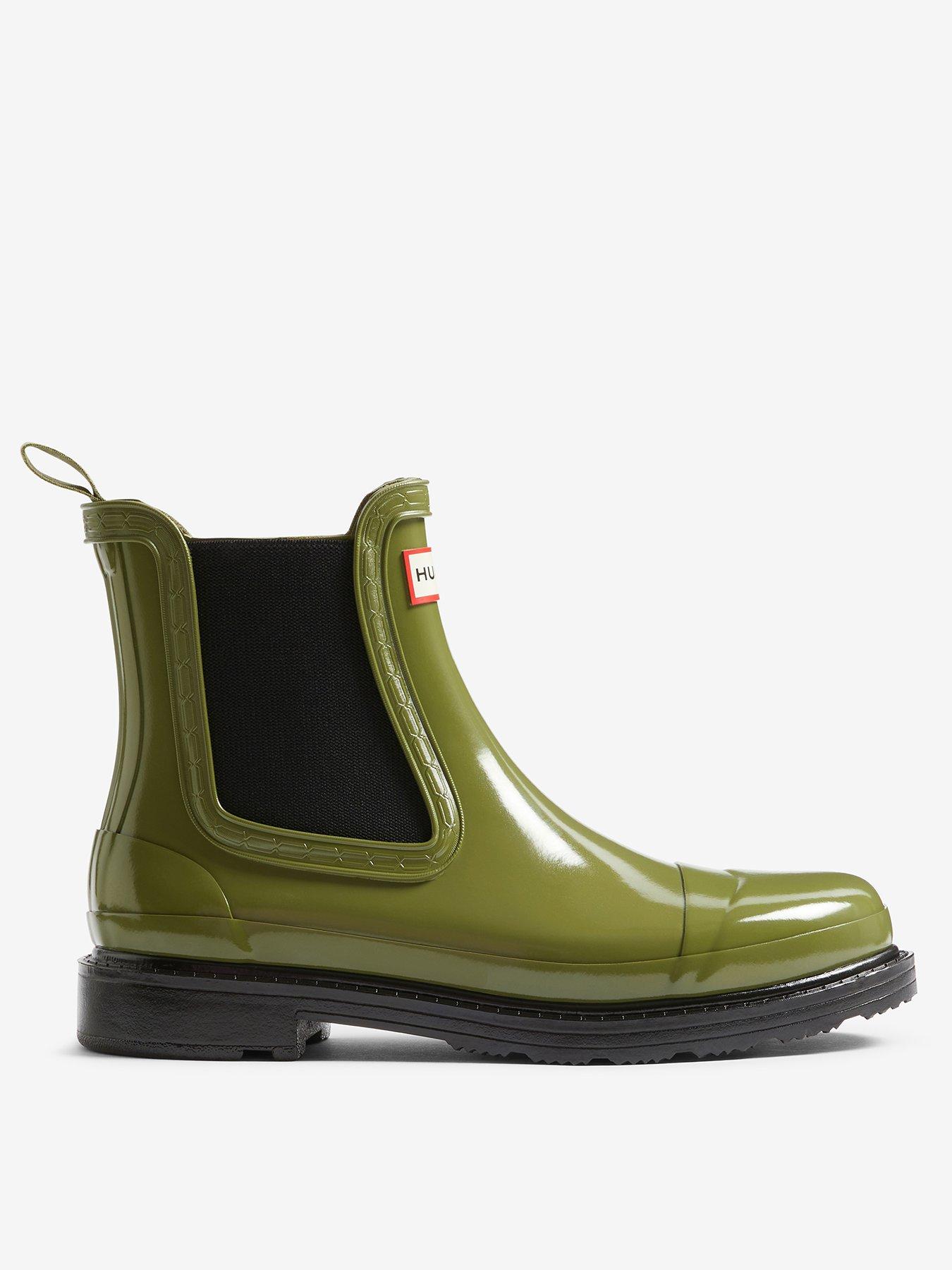 hunter-chelsea-commando-gloss-boot--green