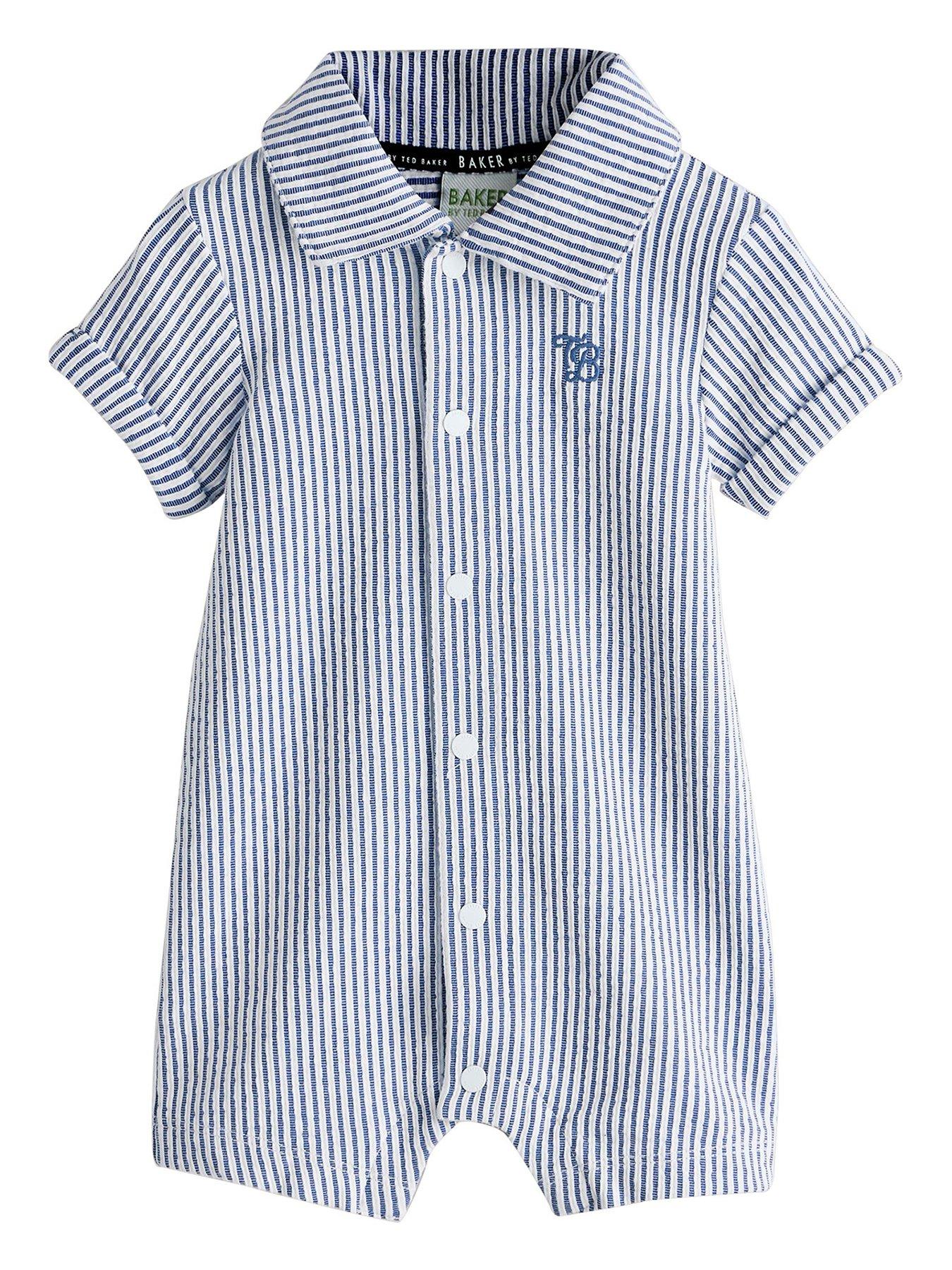 Ted Baker Baby Boys Striped Rompersuit - Navy