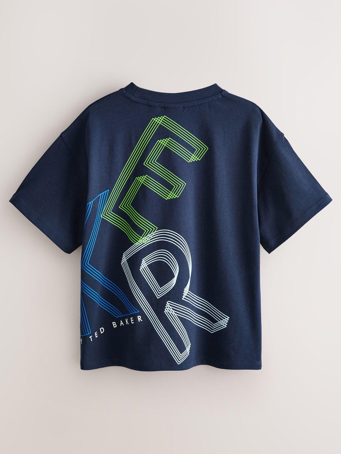 Image 2 of 5 of Ted Baker Boys Short Sleeved Letter T-Shirt - Navy