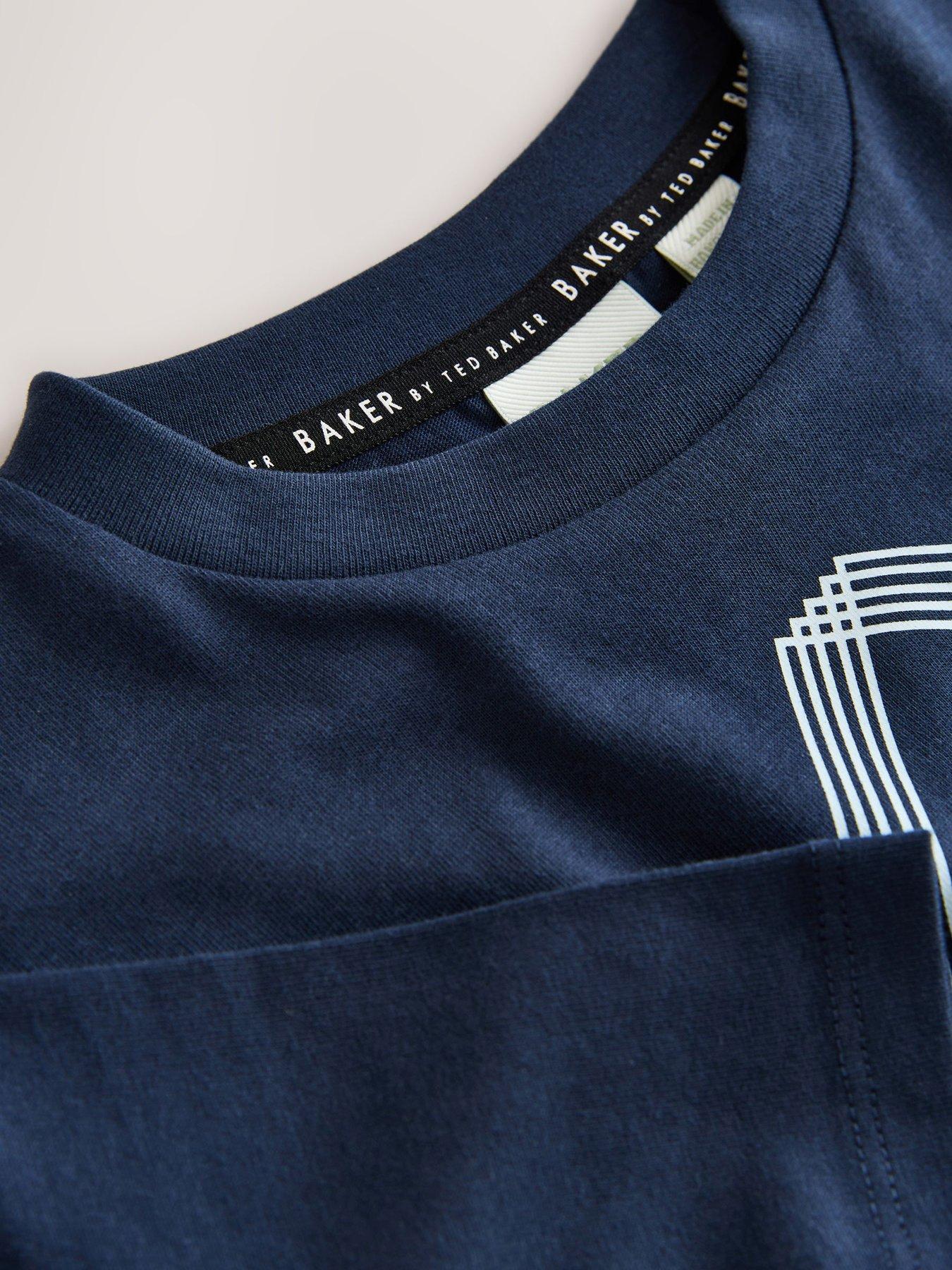 Image 3 of 5 of Ted Baker Boys Short Sleeved Letter T-Shirt - Navy