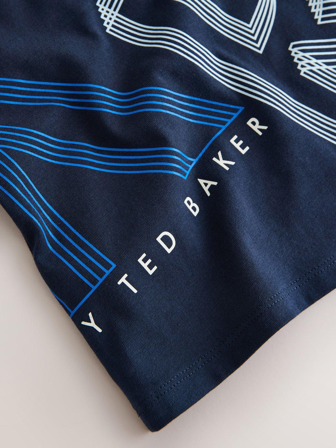 Image 4 of 5 of Ted Baker Boys Short Sleeved Letter T-Shirt - Navy