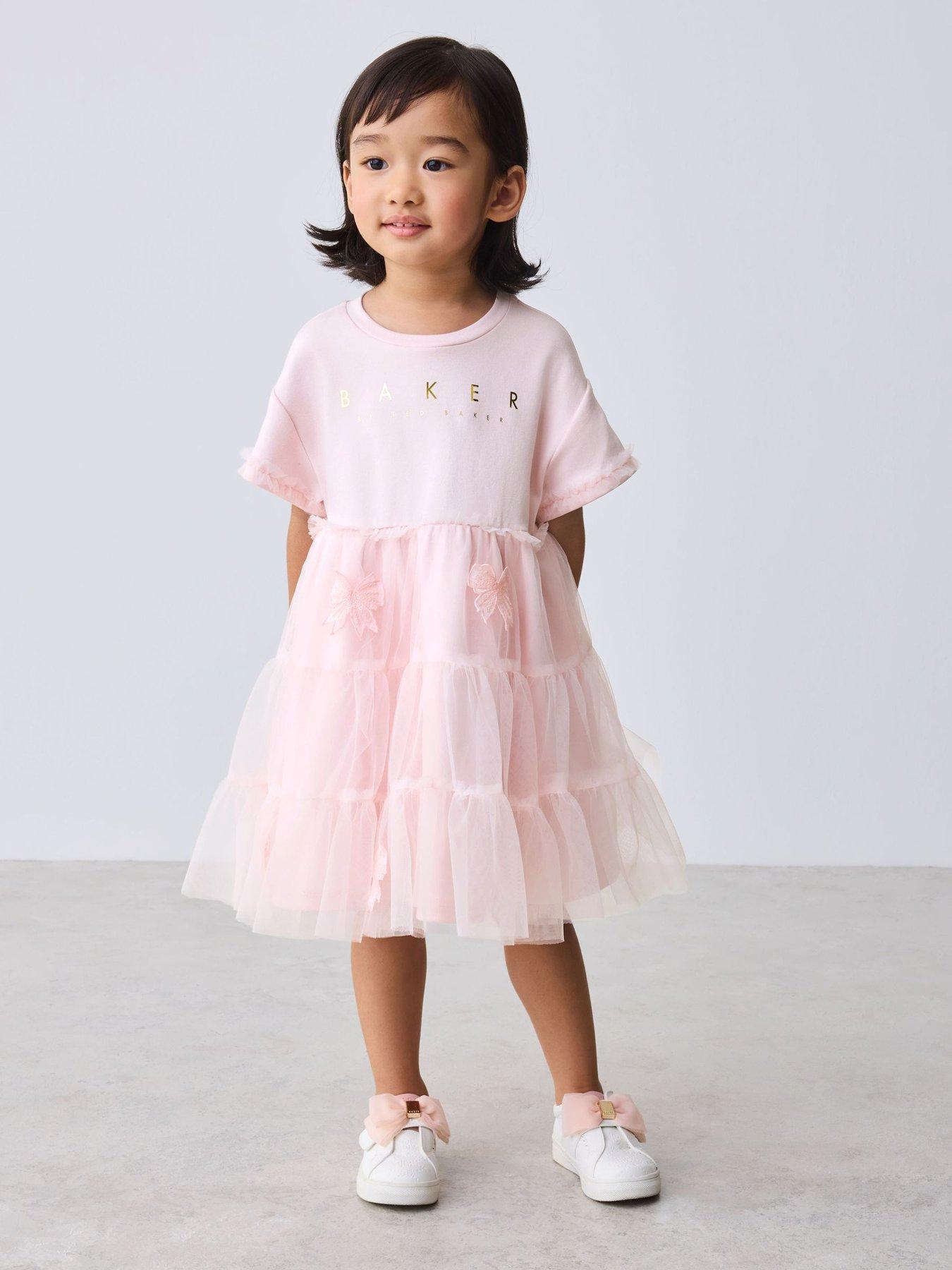 Ted Baker: Younger Girls Tiered Tuille Dress - Pink