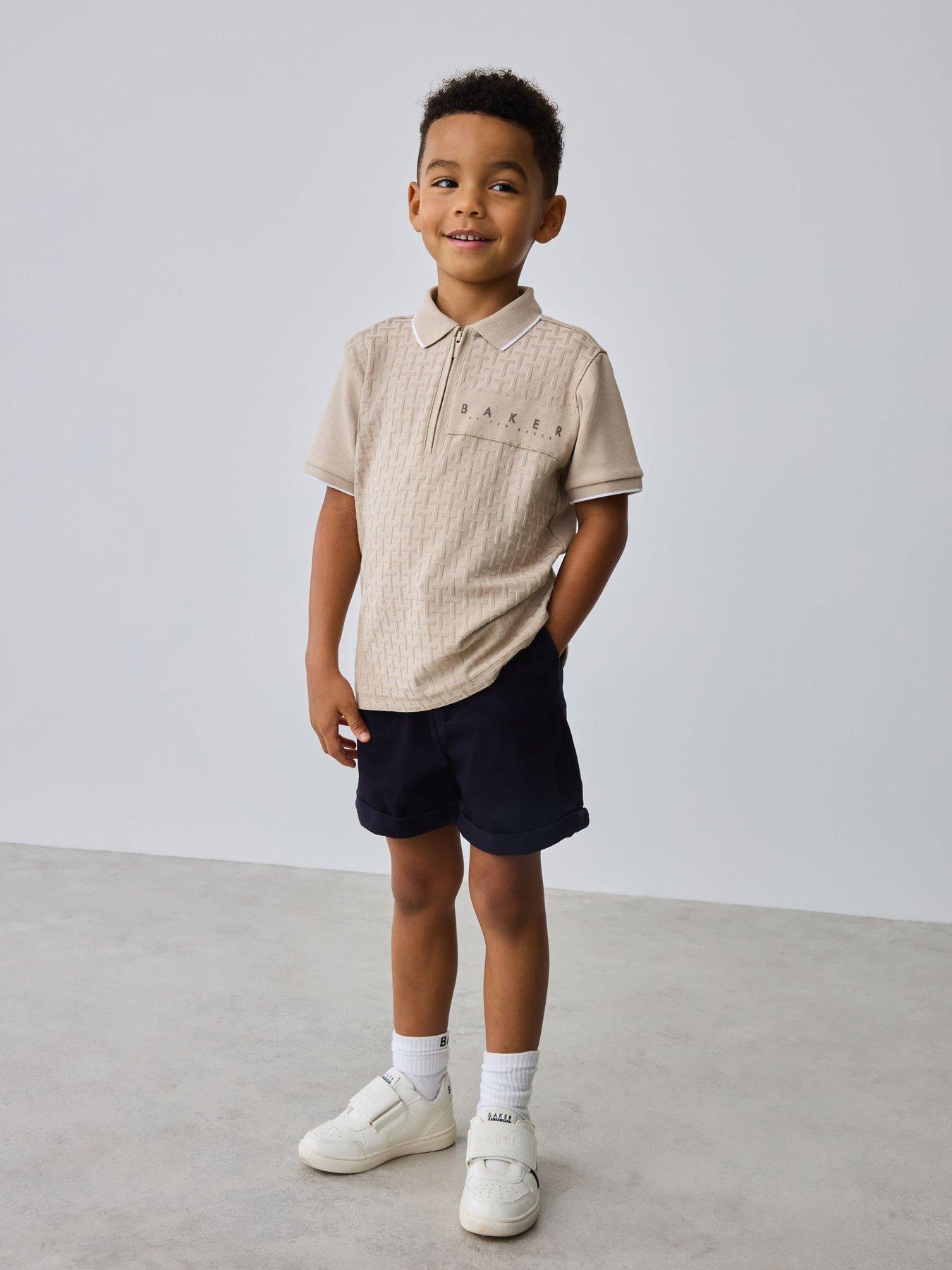 Ted Baker Boys Short Sleeve Textured Polo T-Shirt - Beige
