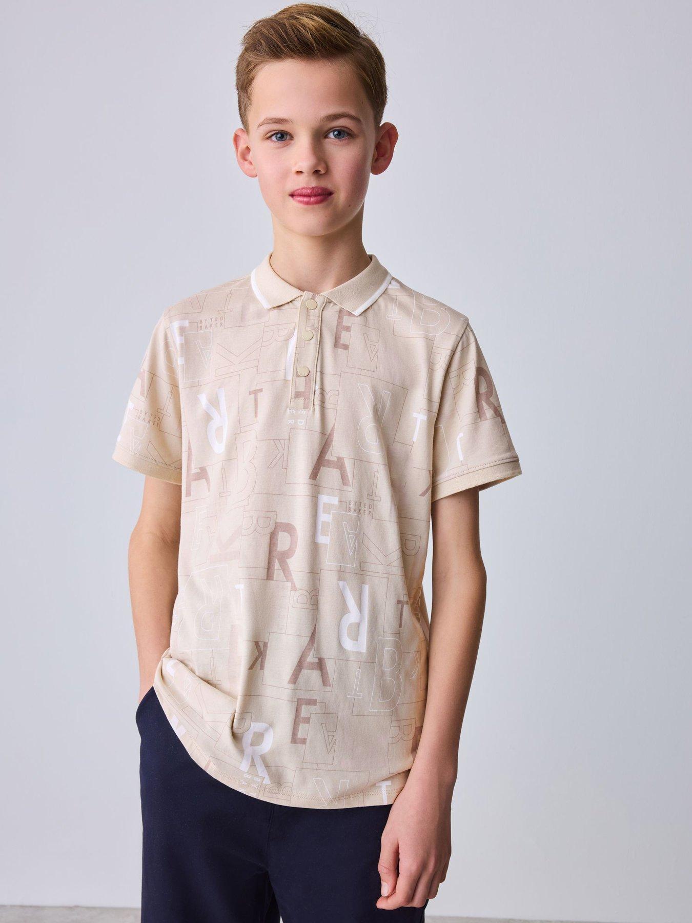 Ted Baker Boys Graphic Polo Shirt - Beige