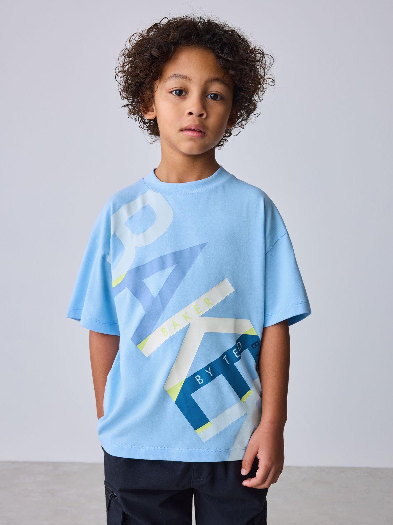 Image 1 of 7 of Ted Baker Boys Short Sleeved Letter T-Shirt - Blue