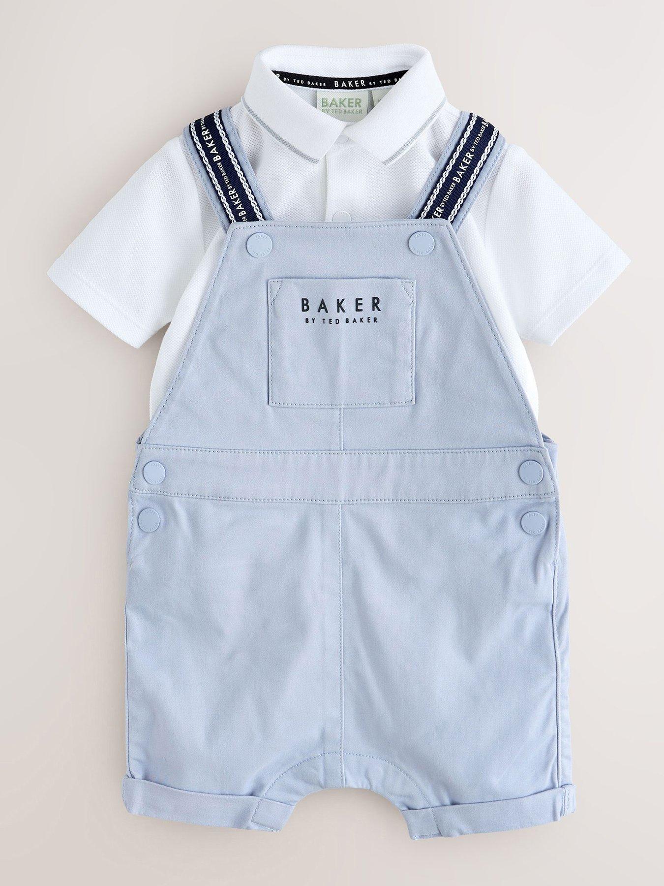 Image 1 of 6 of Ted Baker Baby Boys Chino Dungarees and Polo Shirt Set - Blue