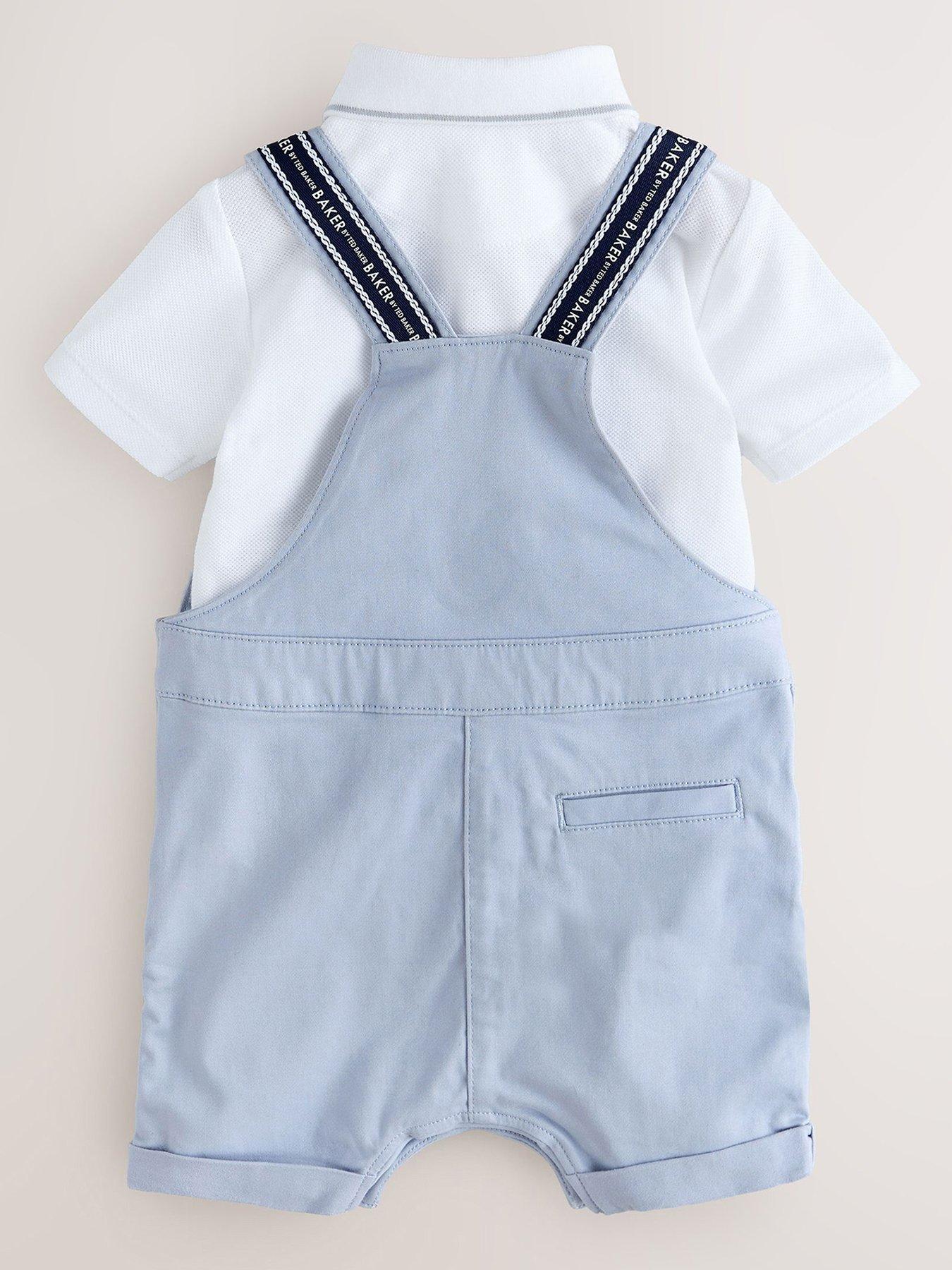 Image 2 of 6 of Ted Baker Baby Boys Chino Dungarees and Polo Shirt Set - Blue