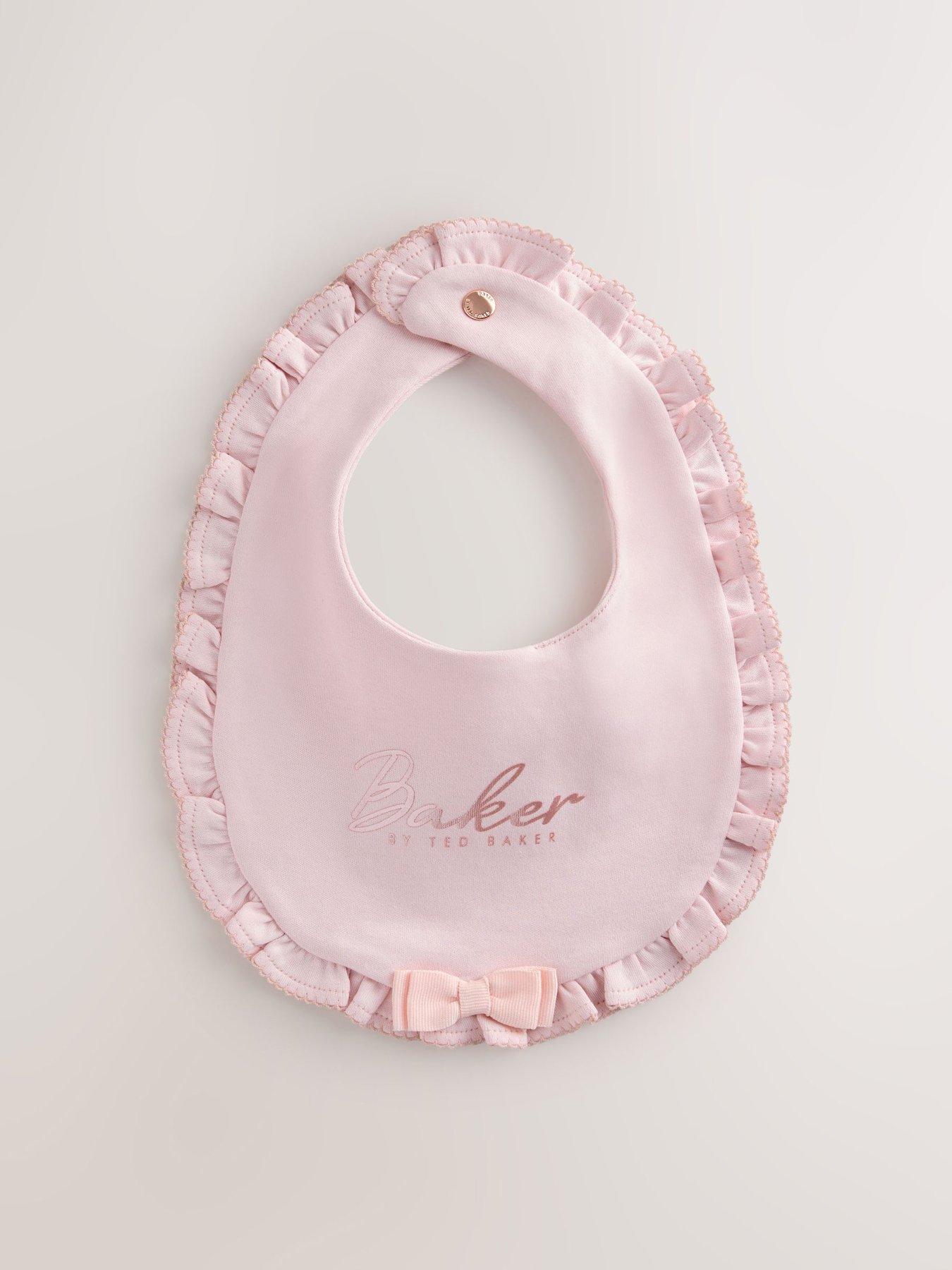 Image 2 of 6 of Ted Baker Baby Girls 2 Pack Bow Bibs - Pink