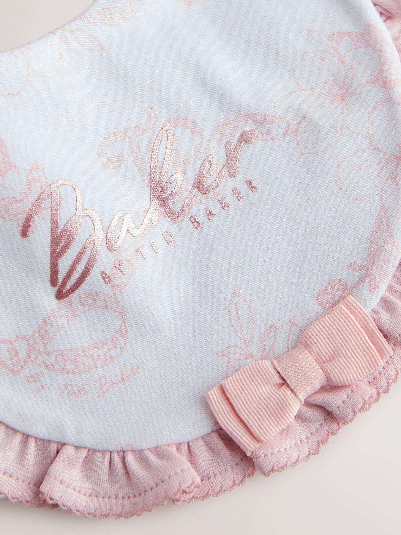 Image 4 of 6 of Ted Baker Baby Girls 2 Pack Bow Bibs - Pink